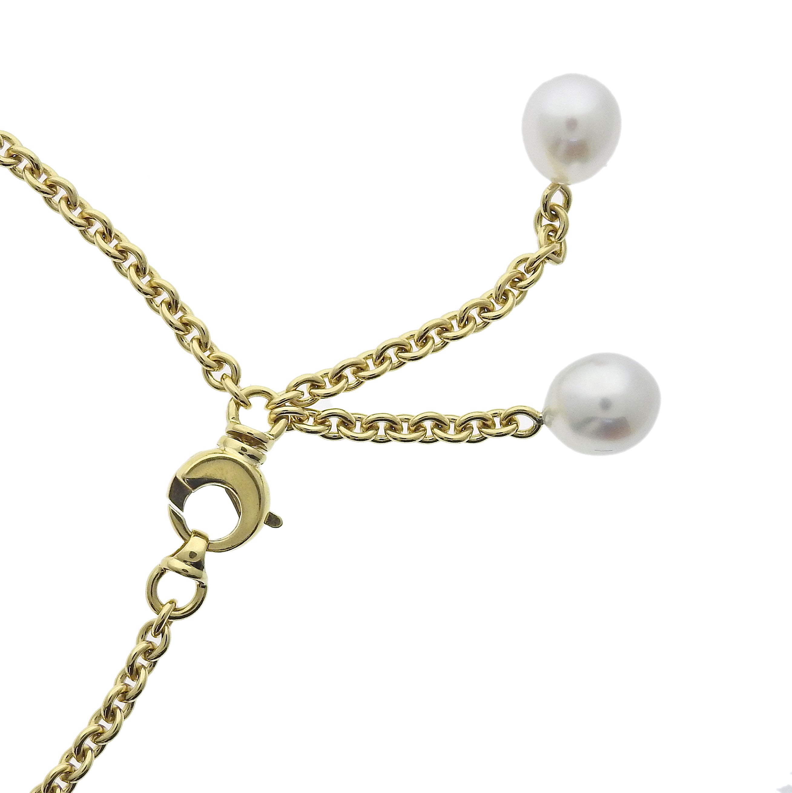 Assael South Sea Pearl Gold Moonstone Drop Pendant Necklace
