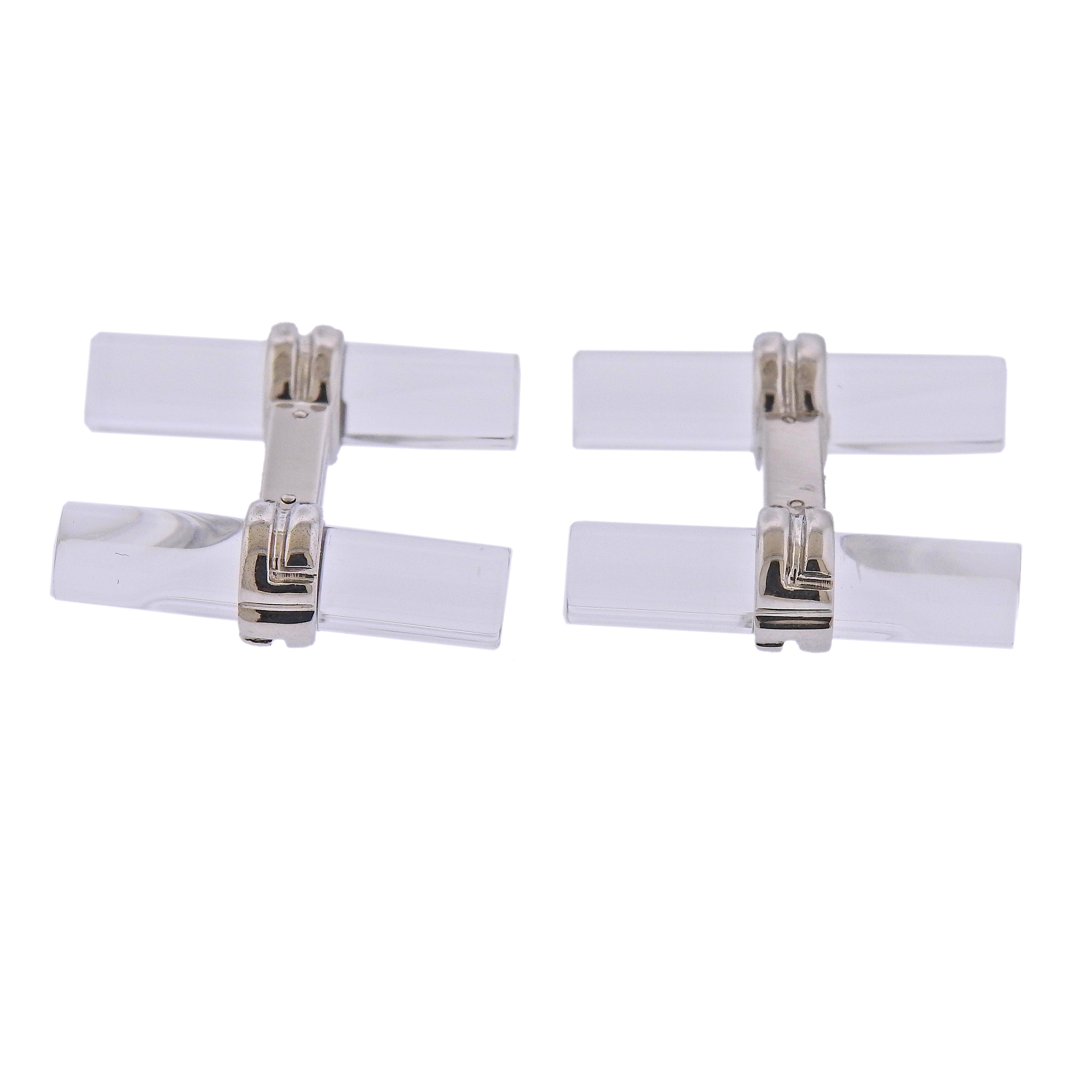 Boucheron Paris Crystal Gold Bar Cufflinks - Oak Gem