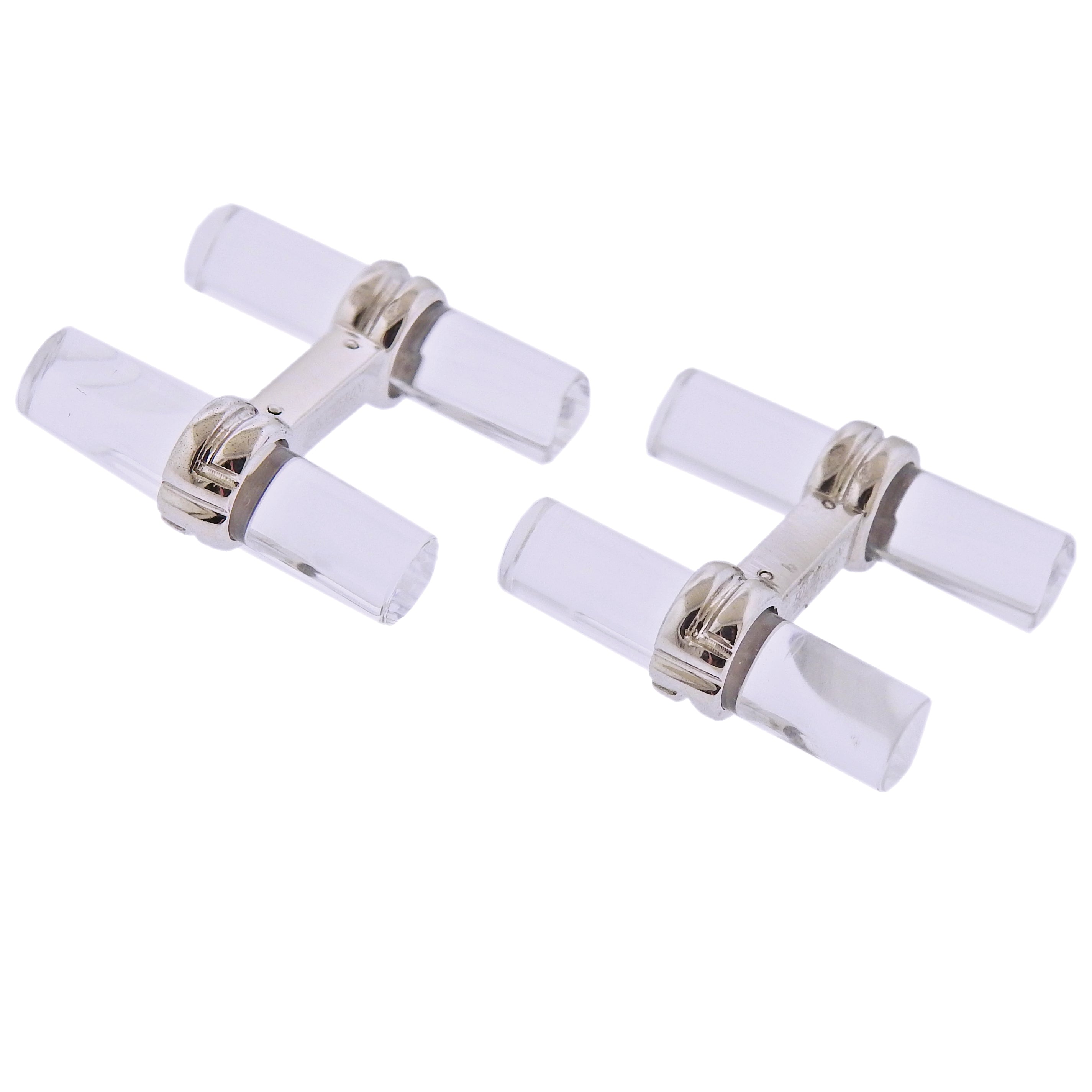 Boucheron Paris Crystal Gold Bar Cufflinks - Oak Gem