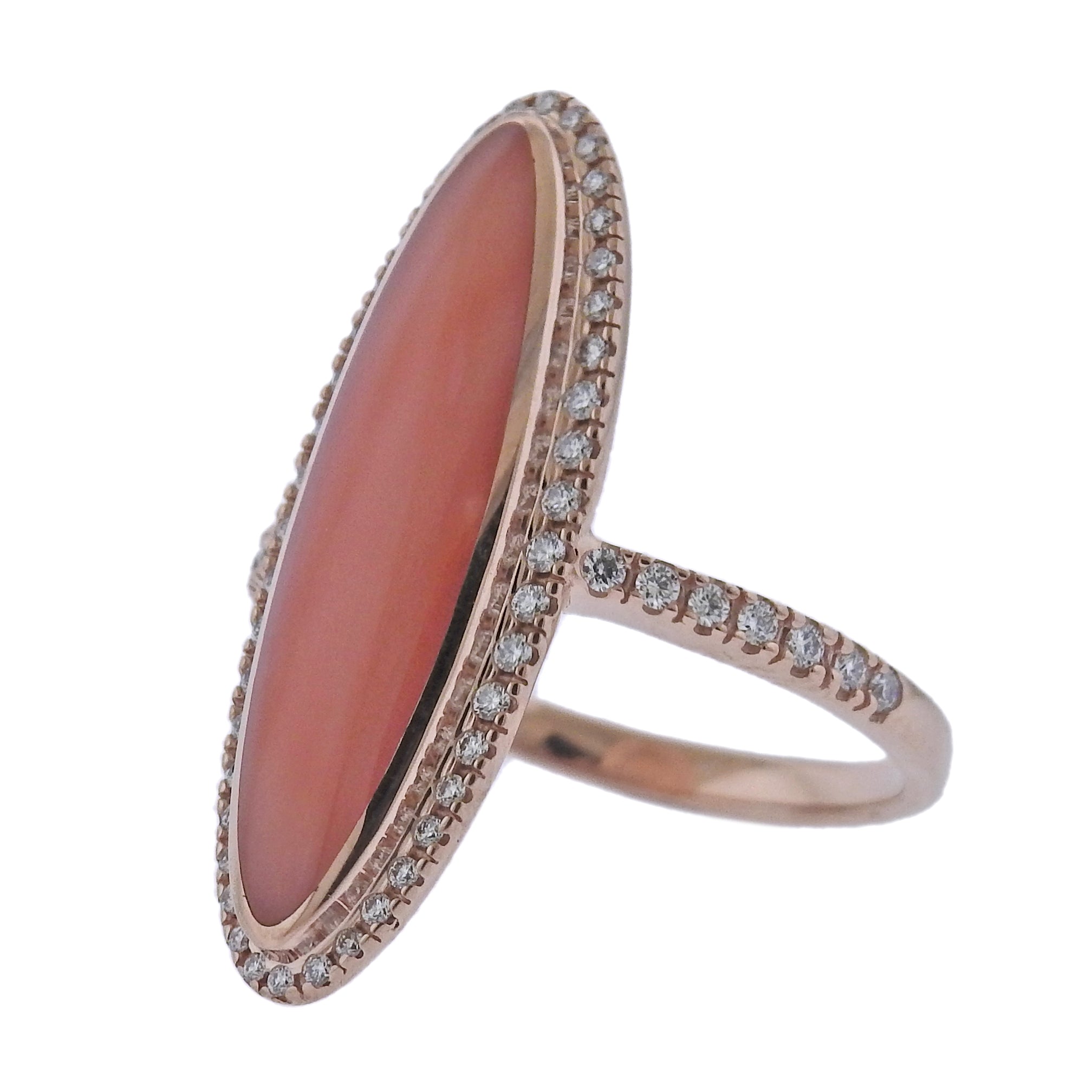 Kabana Rose Gold Coral Diamond Ring