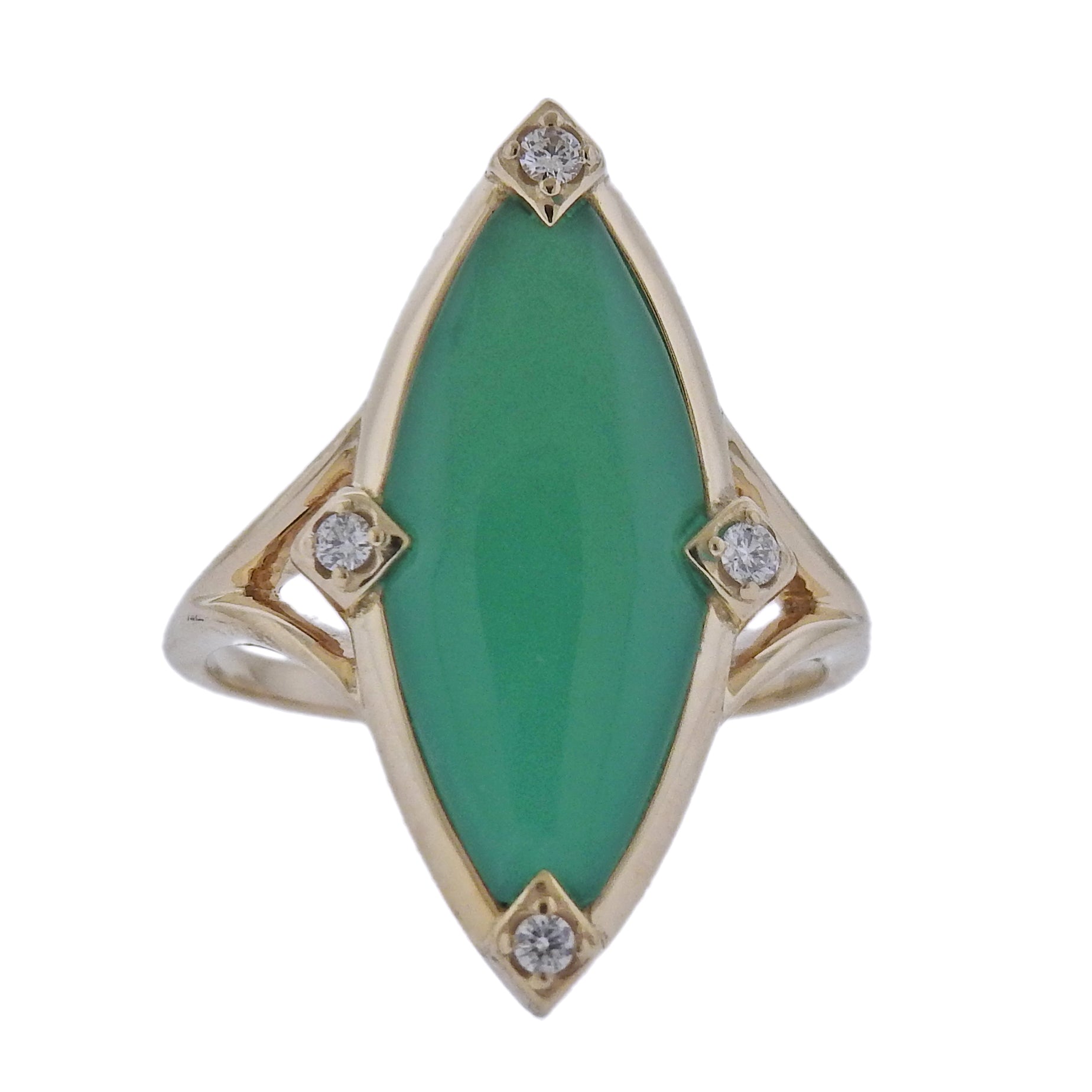 Kabana Gold Chrysoprase Diamond Ring