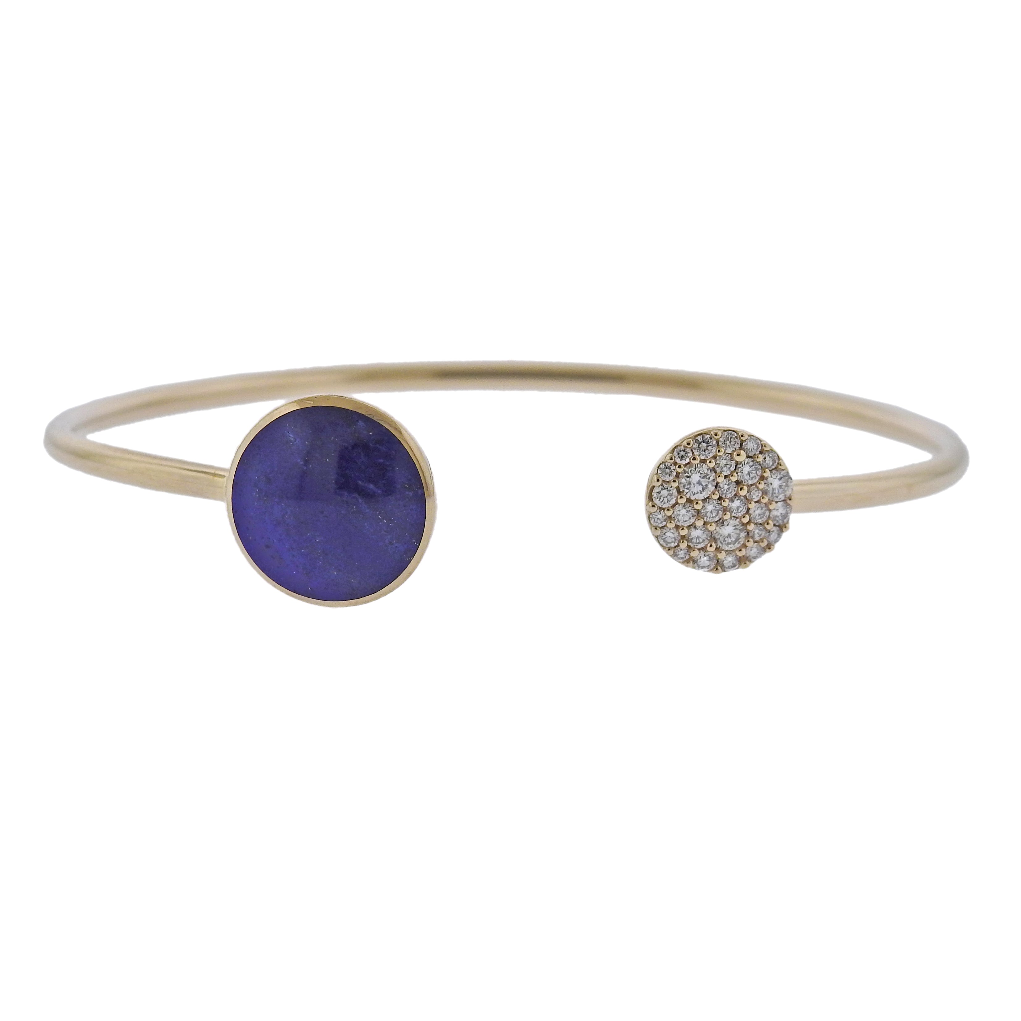 Kabana Gold Lapis Diamond Cuff Bracelet