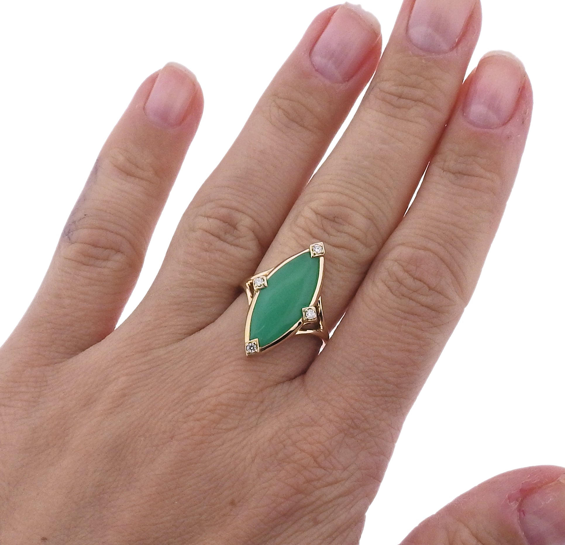 Kabana Gold Chrysoprase Diamond Ring