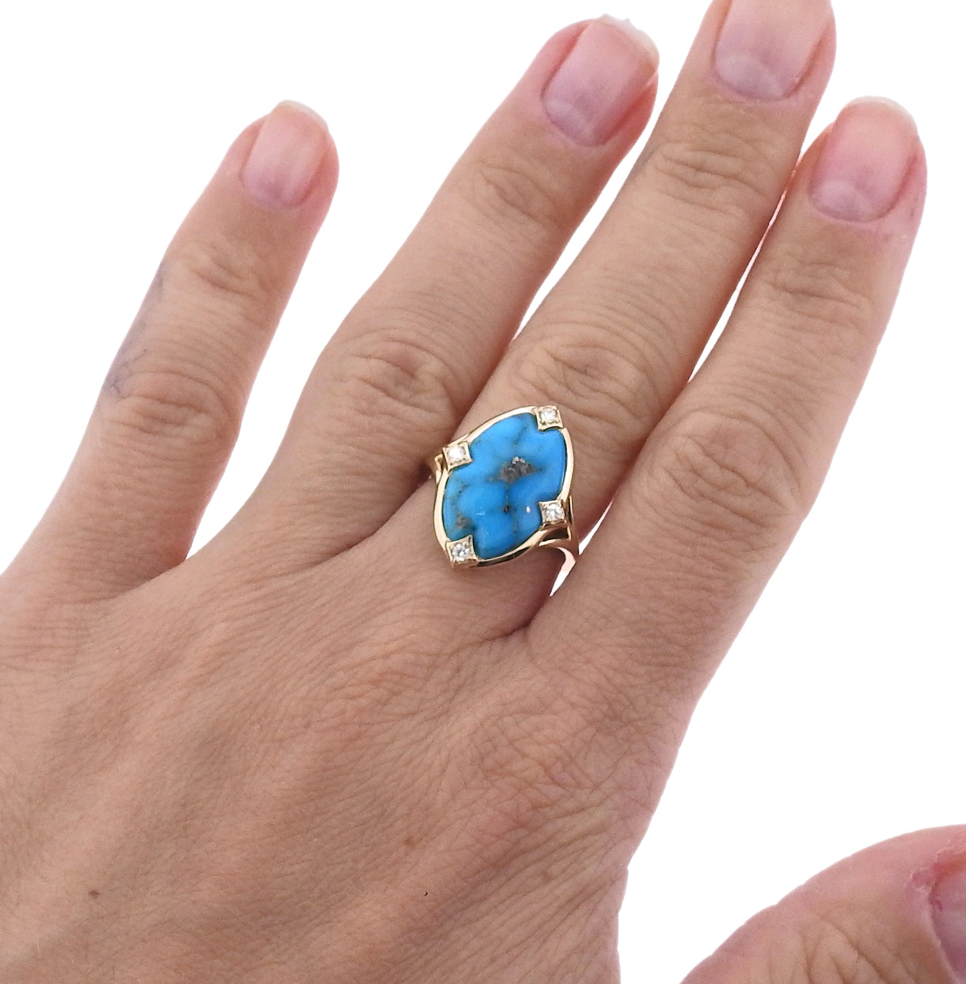 Kabana Gold Kingman Turquoise Diamond Ring