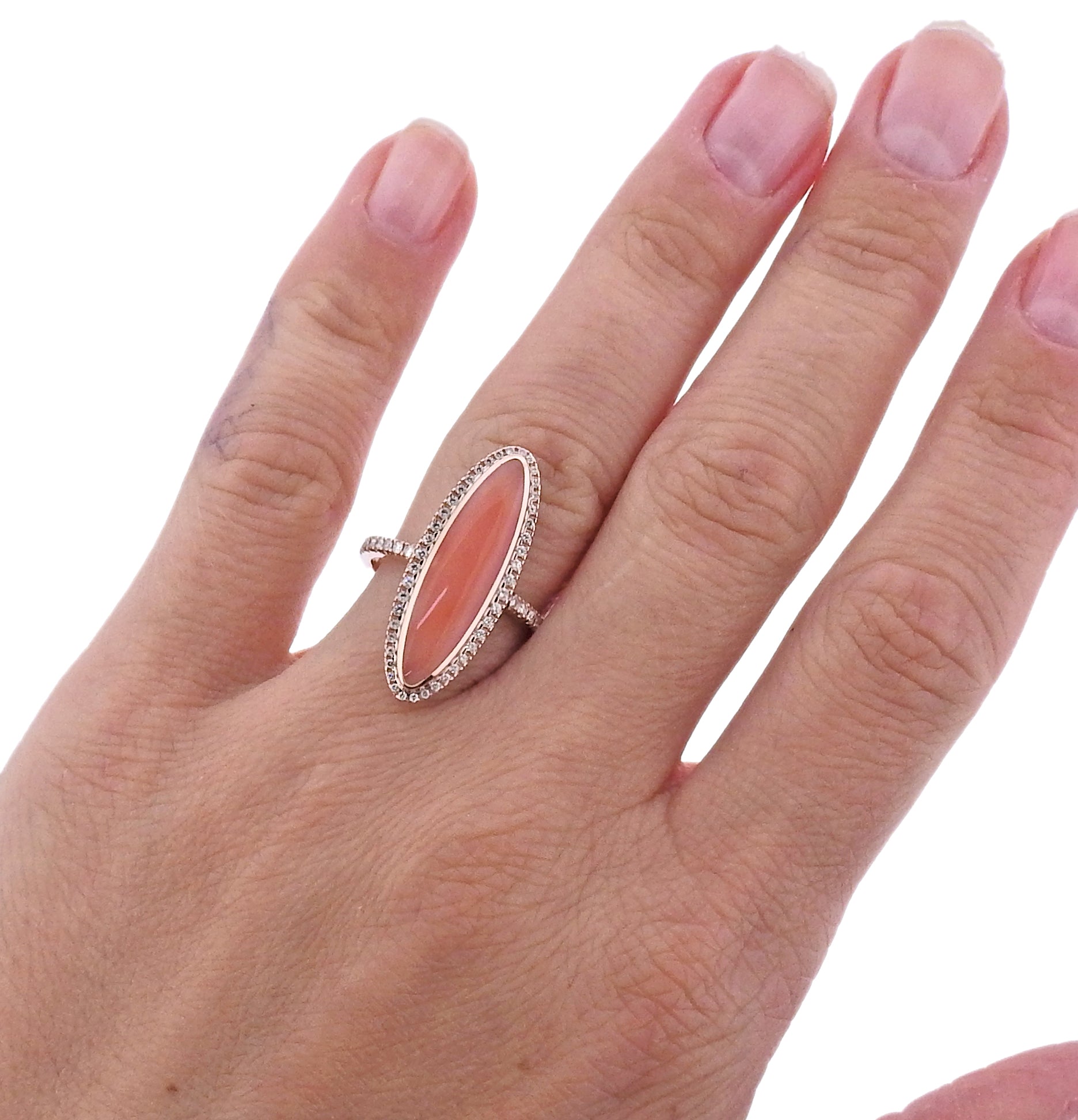Kabana Rose Gold Coral Diamond Ring