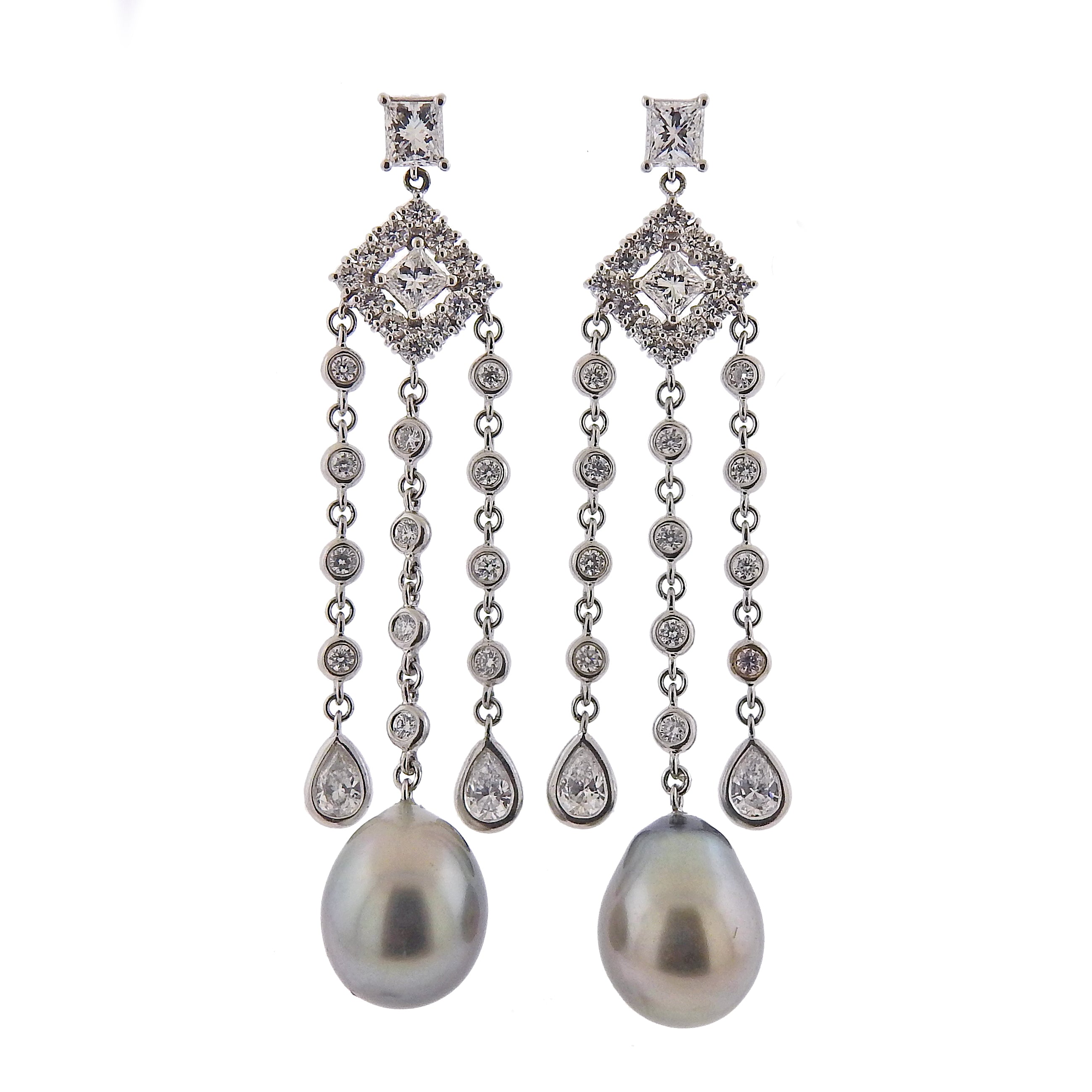Assael South Sea Tahitian Pearl Diamond Gold Chandelier Earrings – Oak Gem