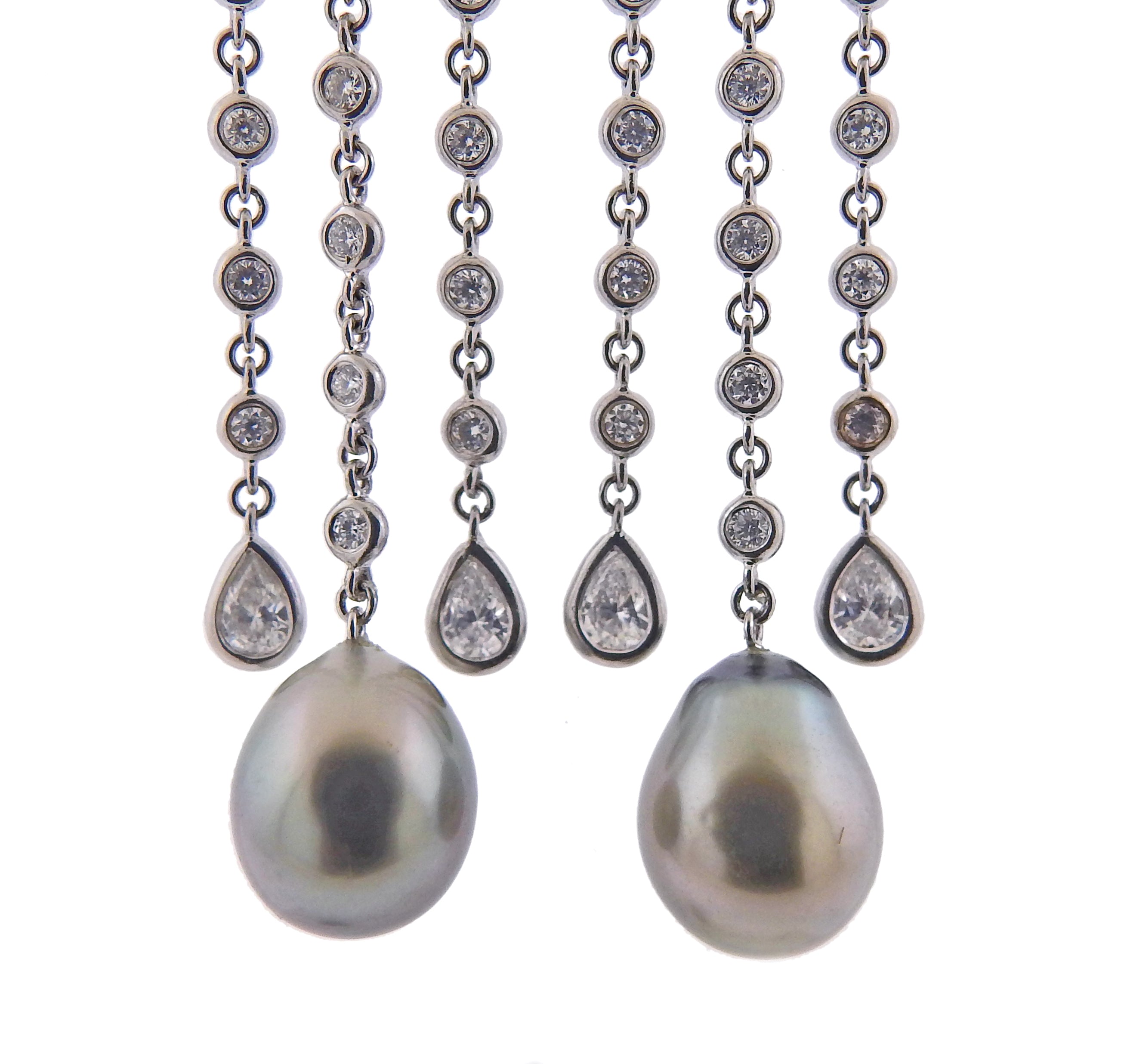 Assael South Sea Tahitian Pearl Diamond Gold Chandelier Earrings - Oak Gem