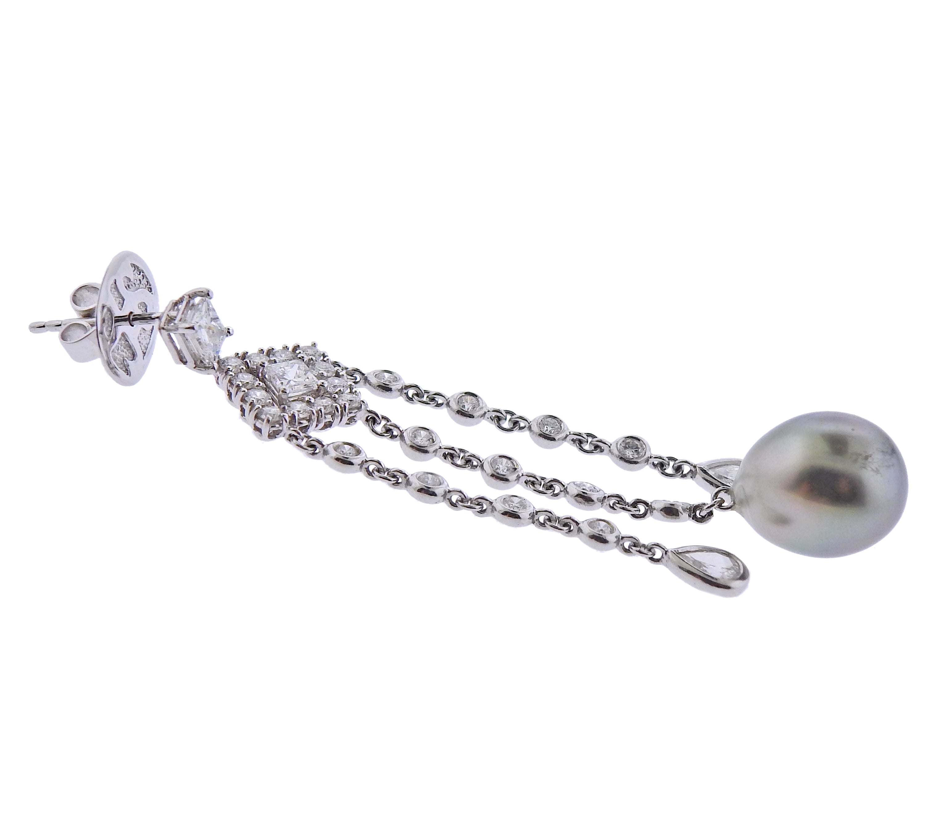 Assael South Sea Tahitian Pearl Diamond Gold Chandelier Earrings - Oak Gem