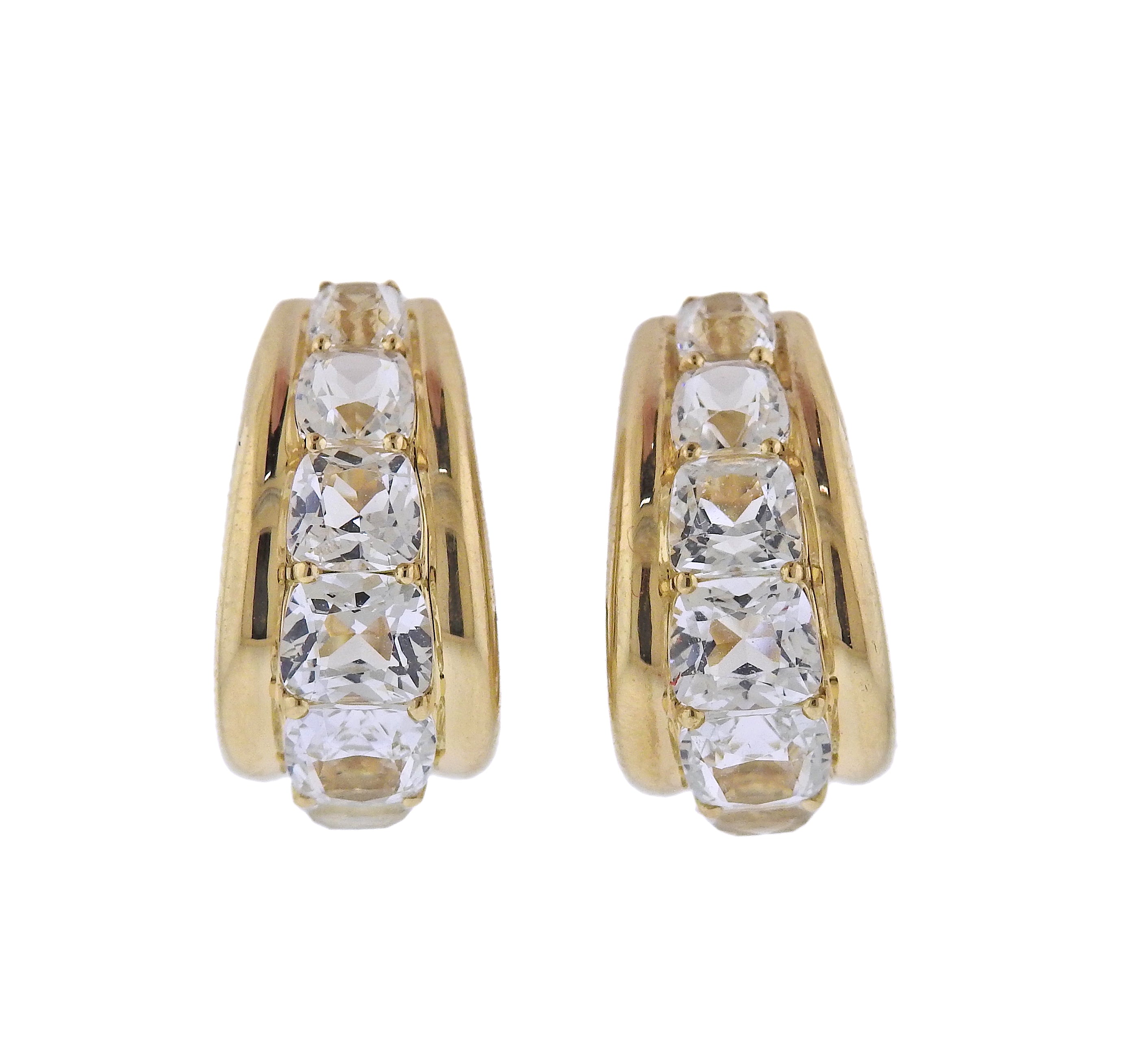 Seaman Schepps Madison White Topaz Gold Buckle Earrings