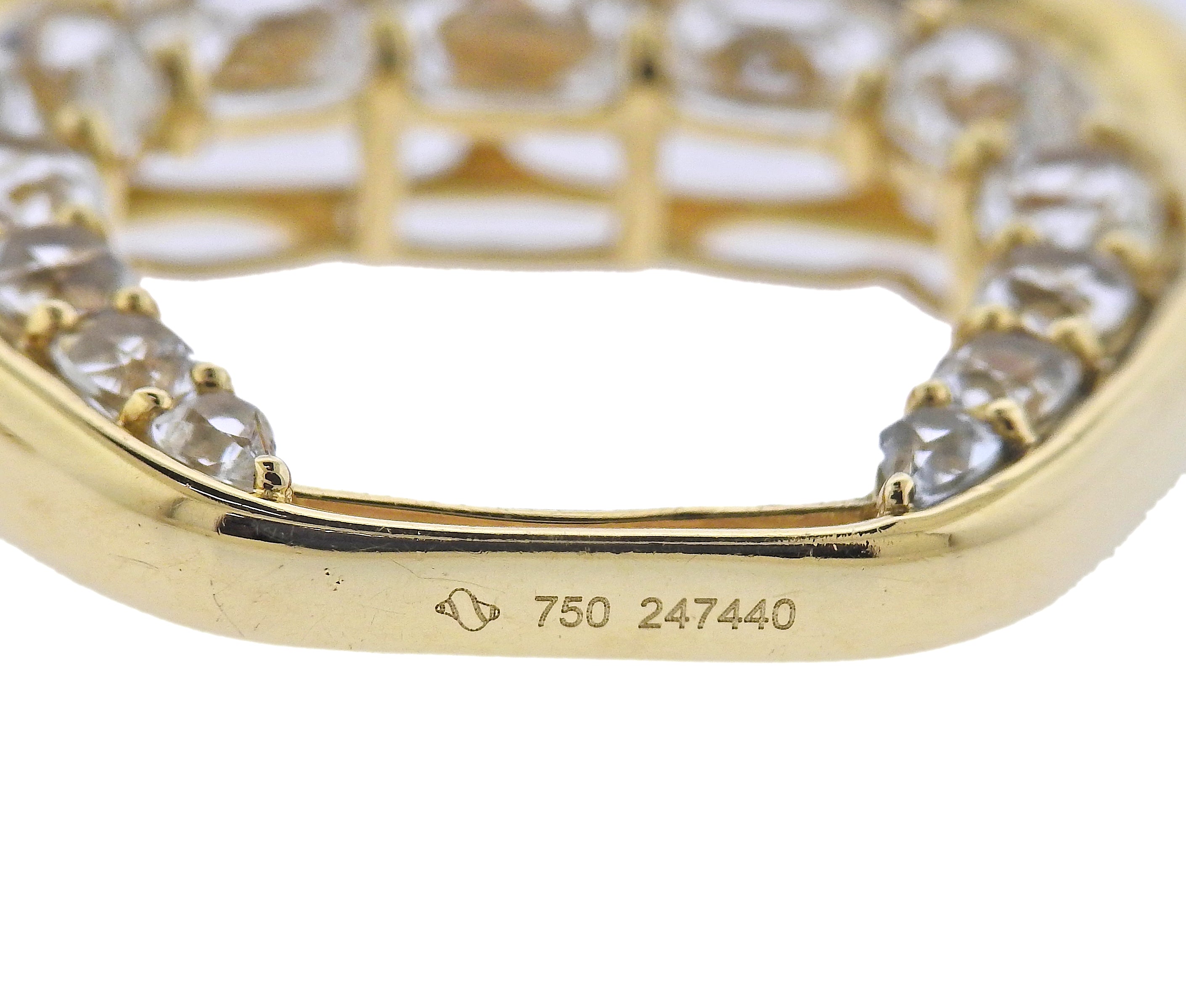 Seaman Schepps Madison White Topaz Gold Buckle Earrings