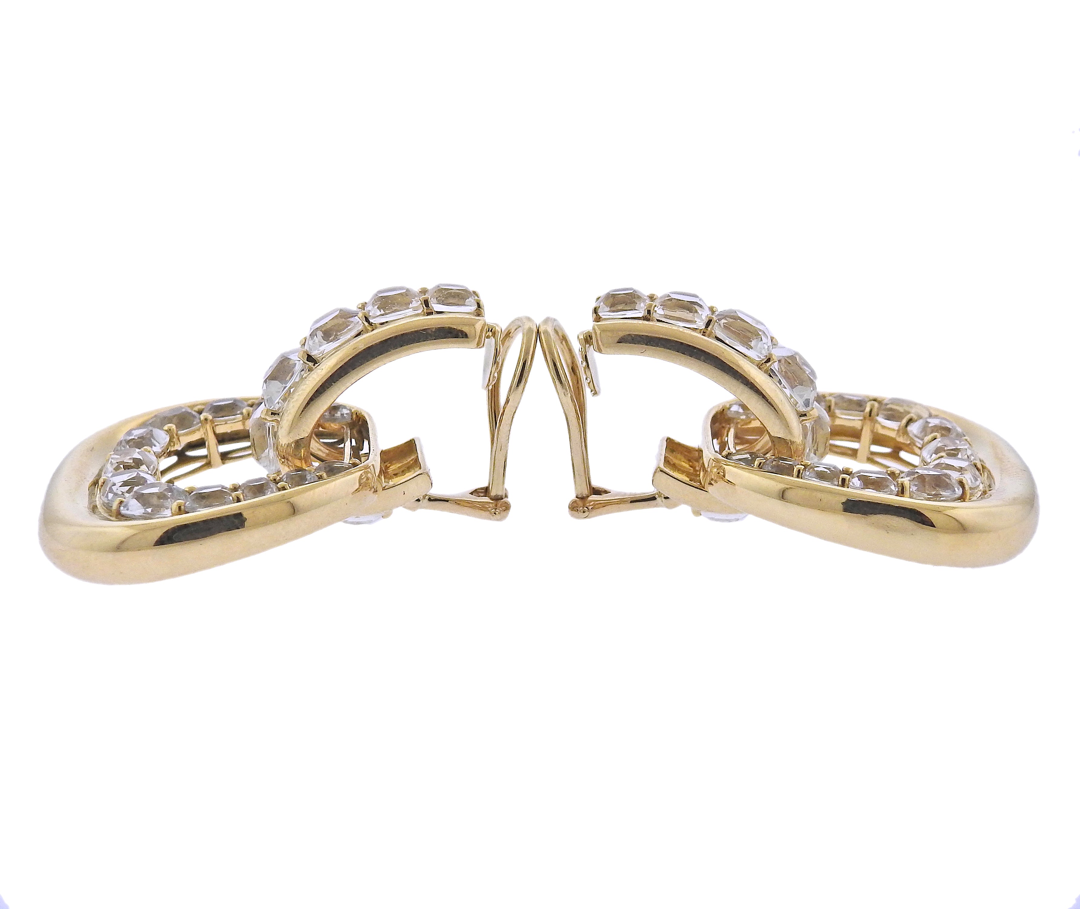 Seaman Schepps Madison White Topaz Gold Buckle Earrings
