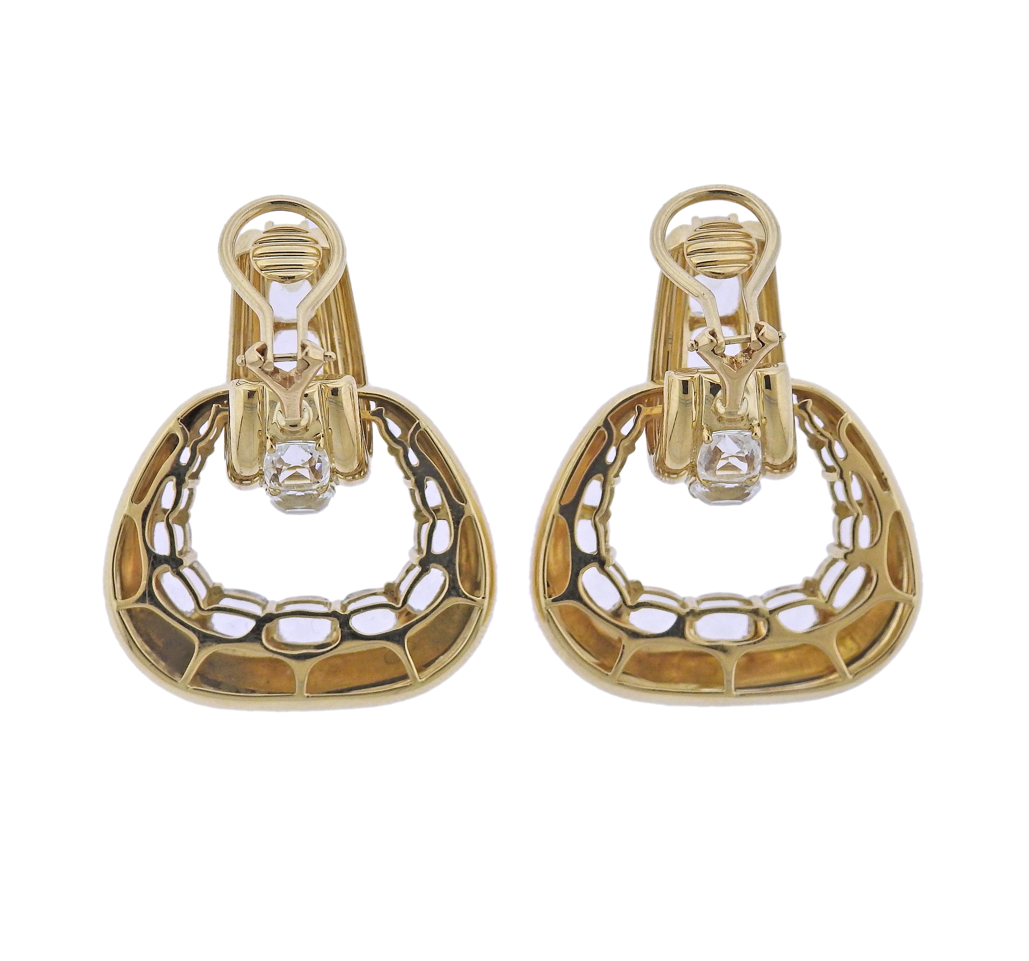 Seaman Schepps Madison White Topaz Gold Buckle Earrings