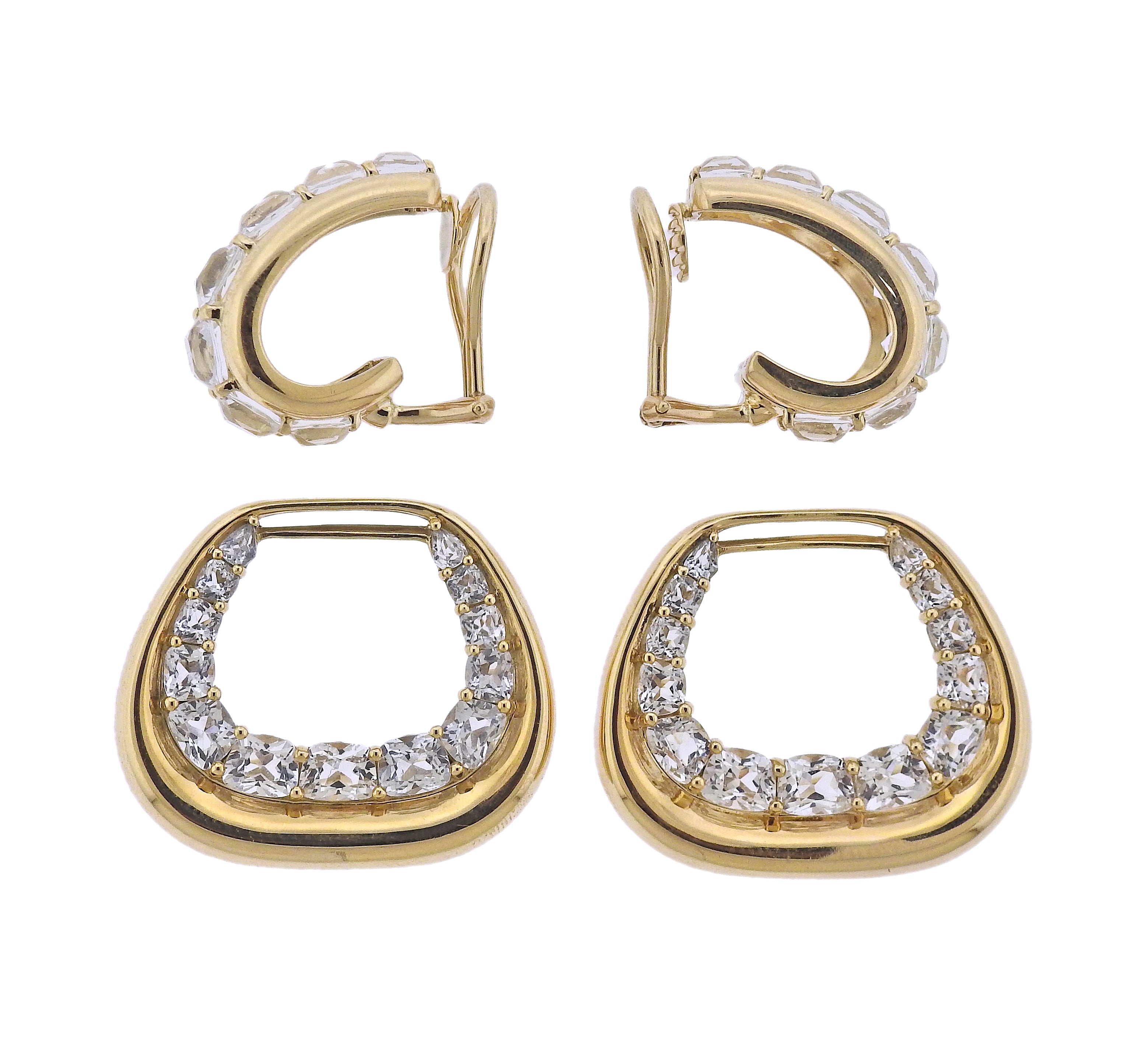 Seaman Schepps Madison White Topaz Gold Buckle Earrings