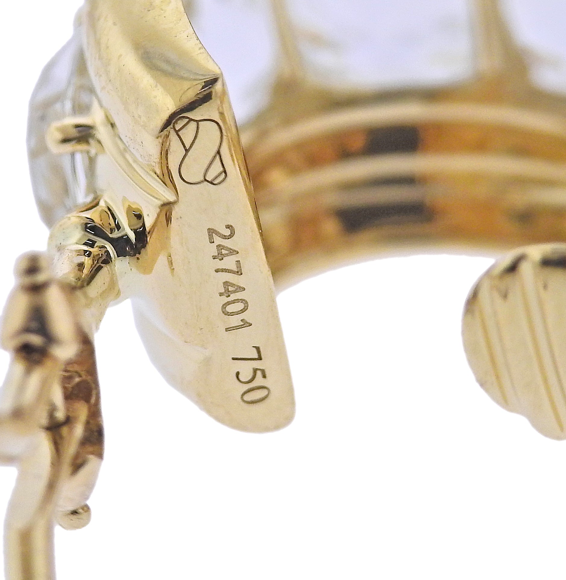 Seaman Schepps Madison White Topaz Gold Buckle Earrings