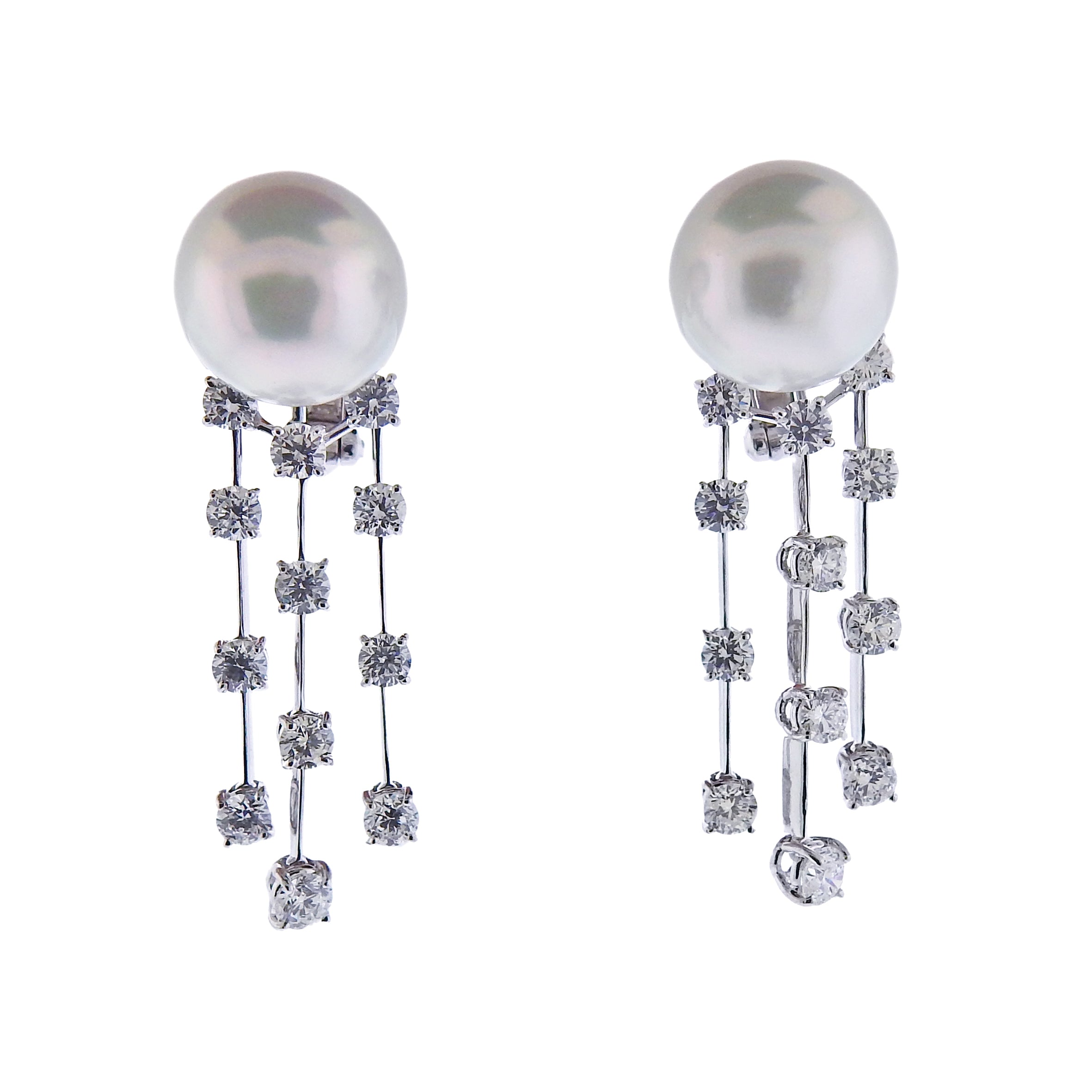 Assael Diamond South Sea Pearl Gold Drop Earrings - Oak Gem
