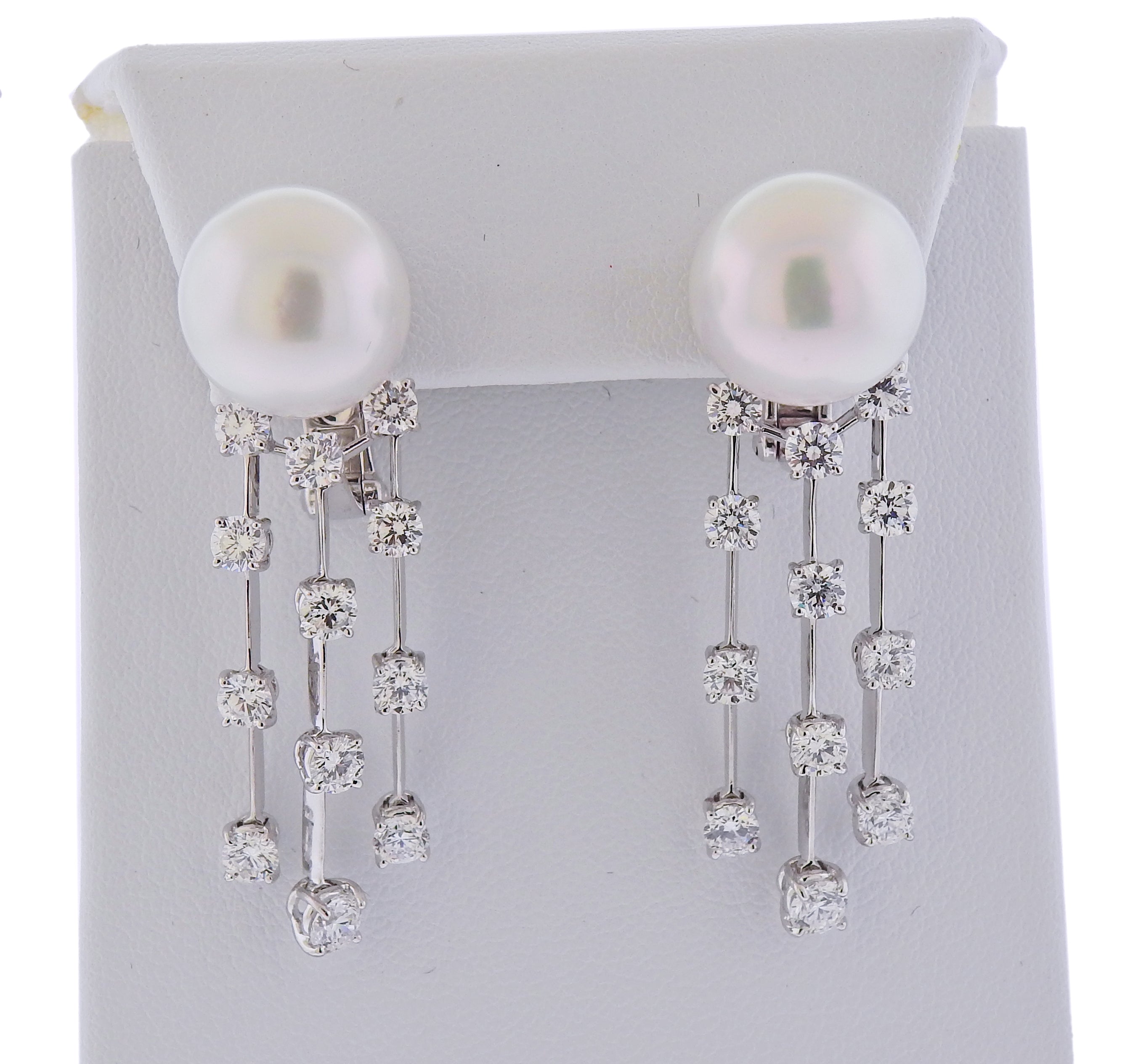Assael Diamond South Sea Pearl Gold Drop Earrings - Oak Gem