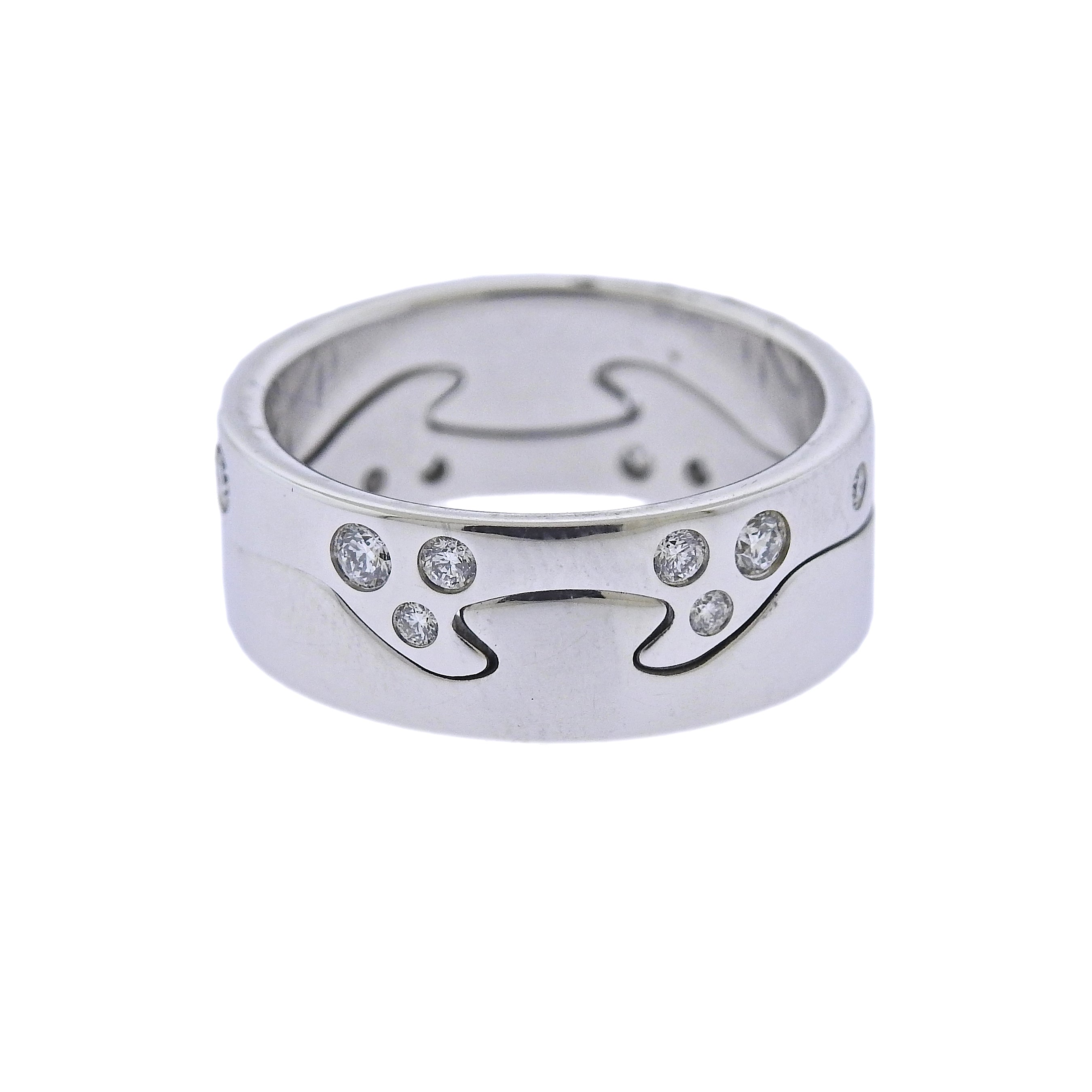 Georg Jensen Fusion White Gold Diamond Puzzle Ring Set #1367