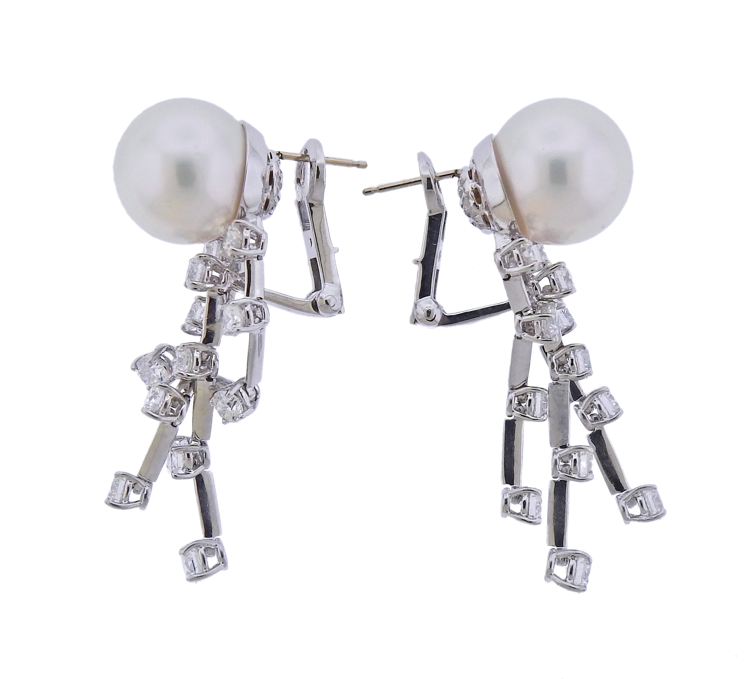 Assael Diamond South Sea Pearl Gold Drop Earrings - Oak Gem