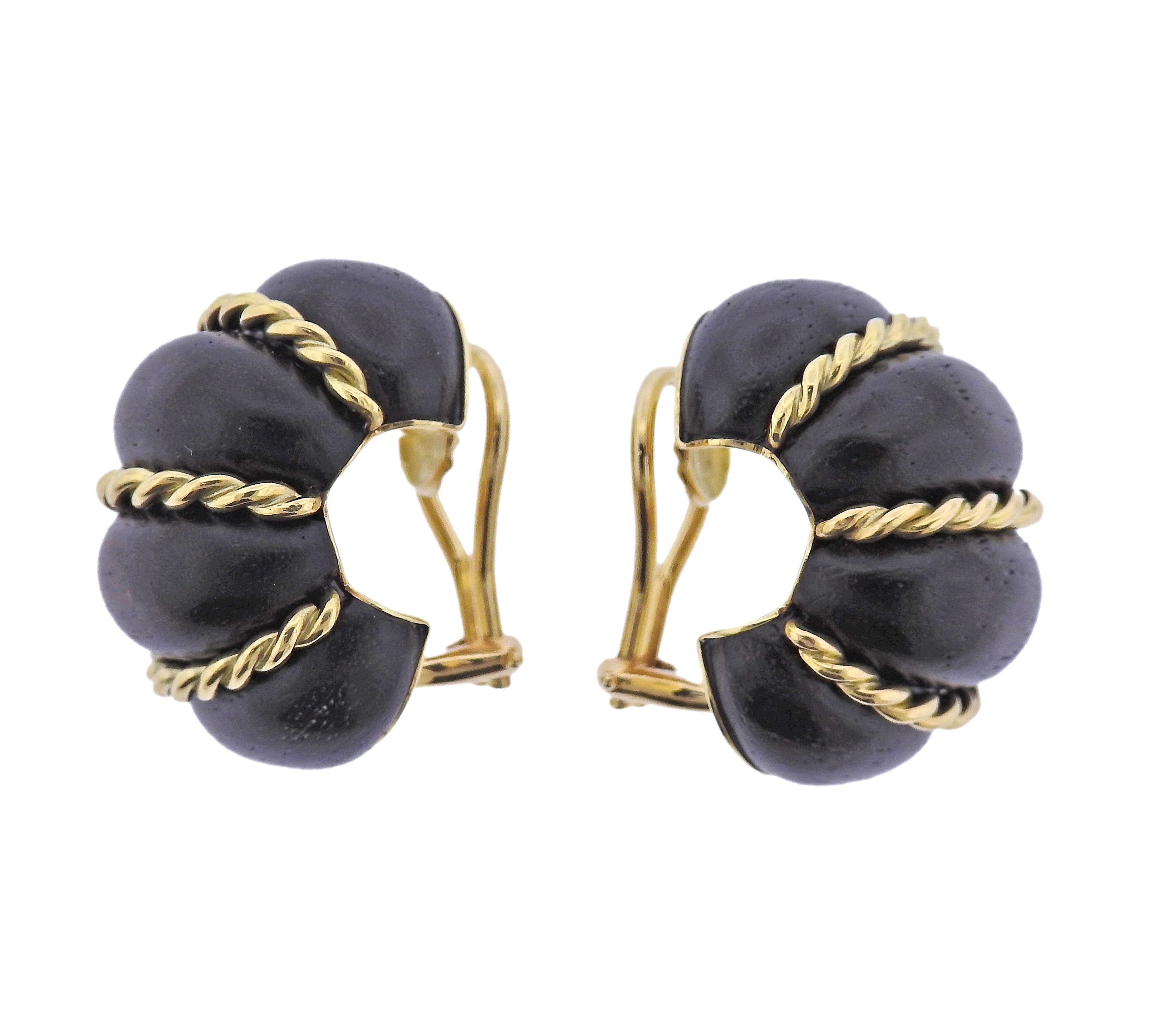 Seaman Schepps Shrimp Rosewood Gold Earrings