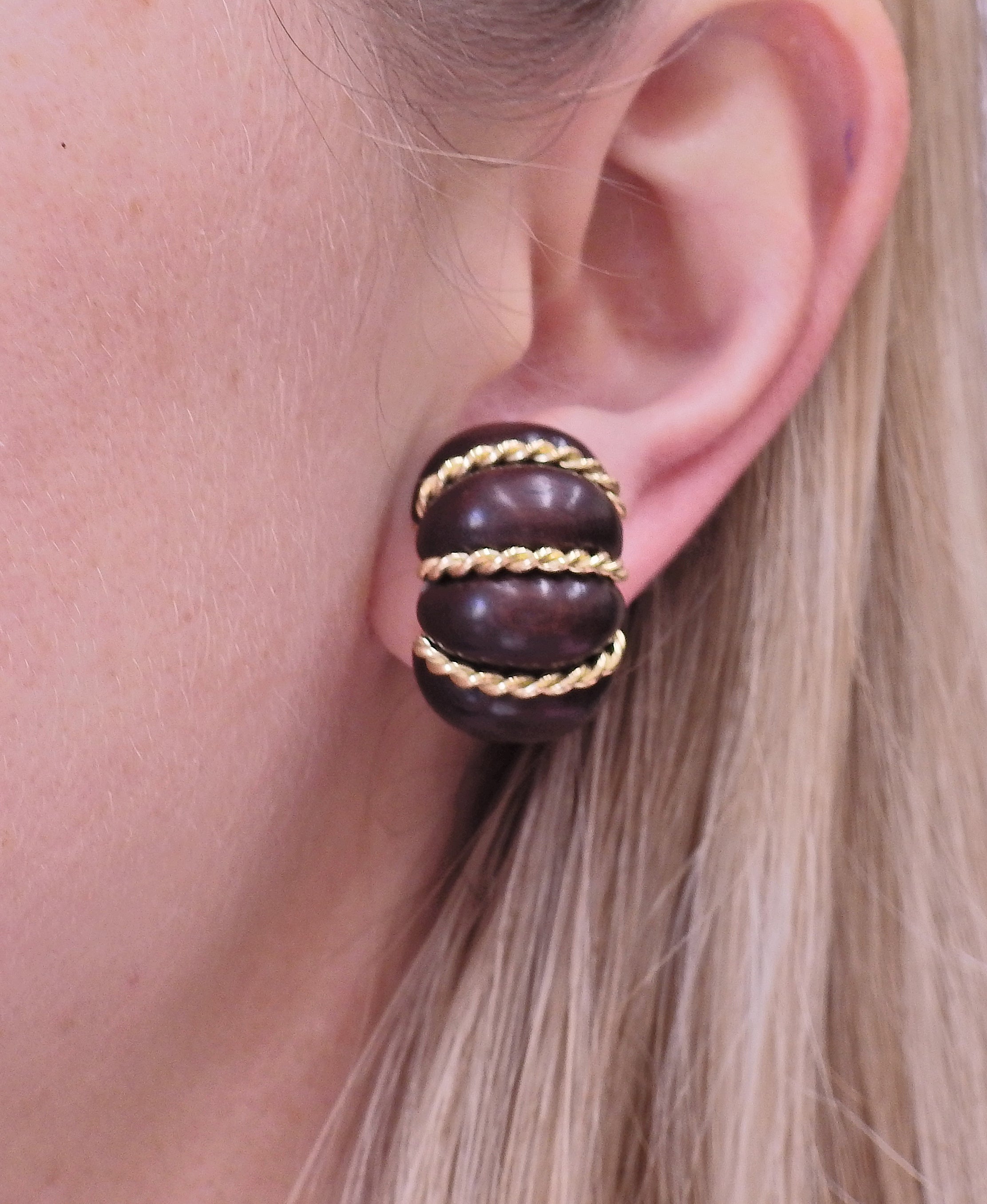 Seaman Schepps Shrimp Rosewood Gold Earrings