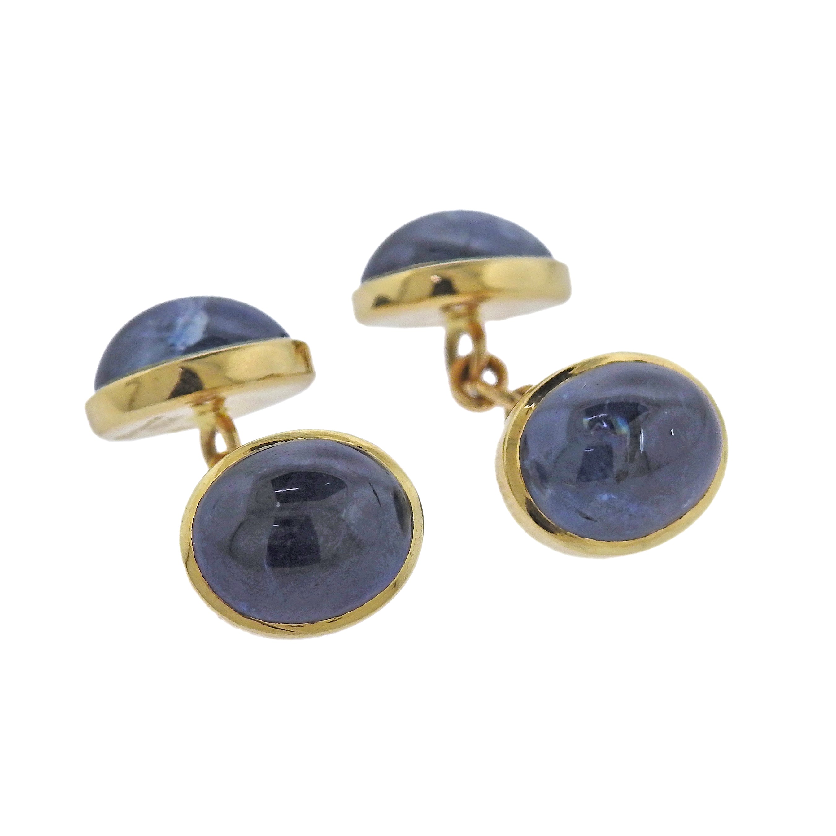 Trianon Sapphire Cabochon Gold Cufflinks