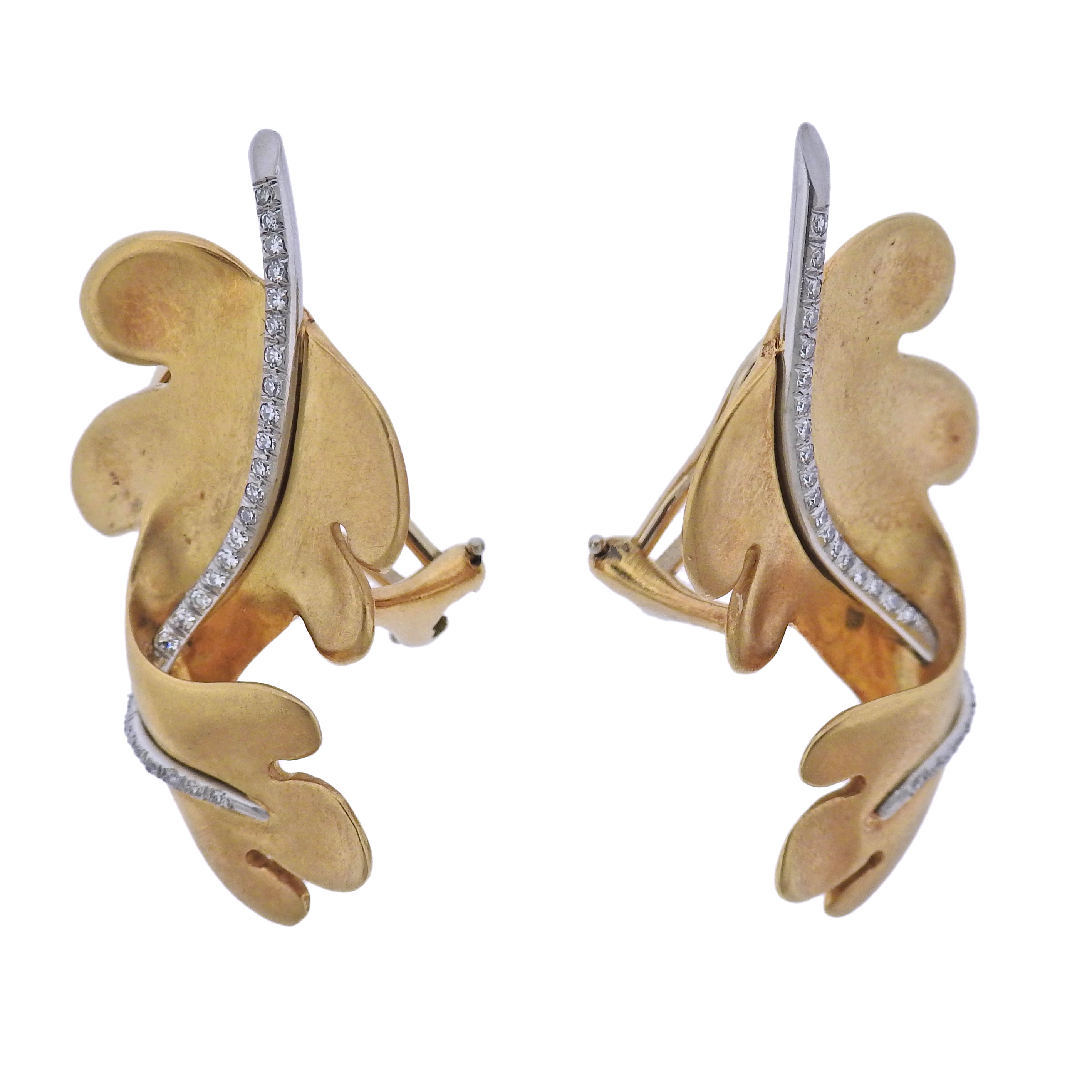 Tiffany gold leaf earrings Clearance