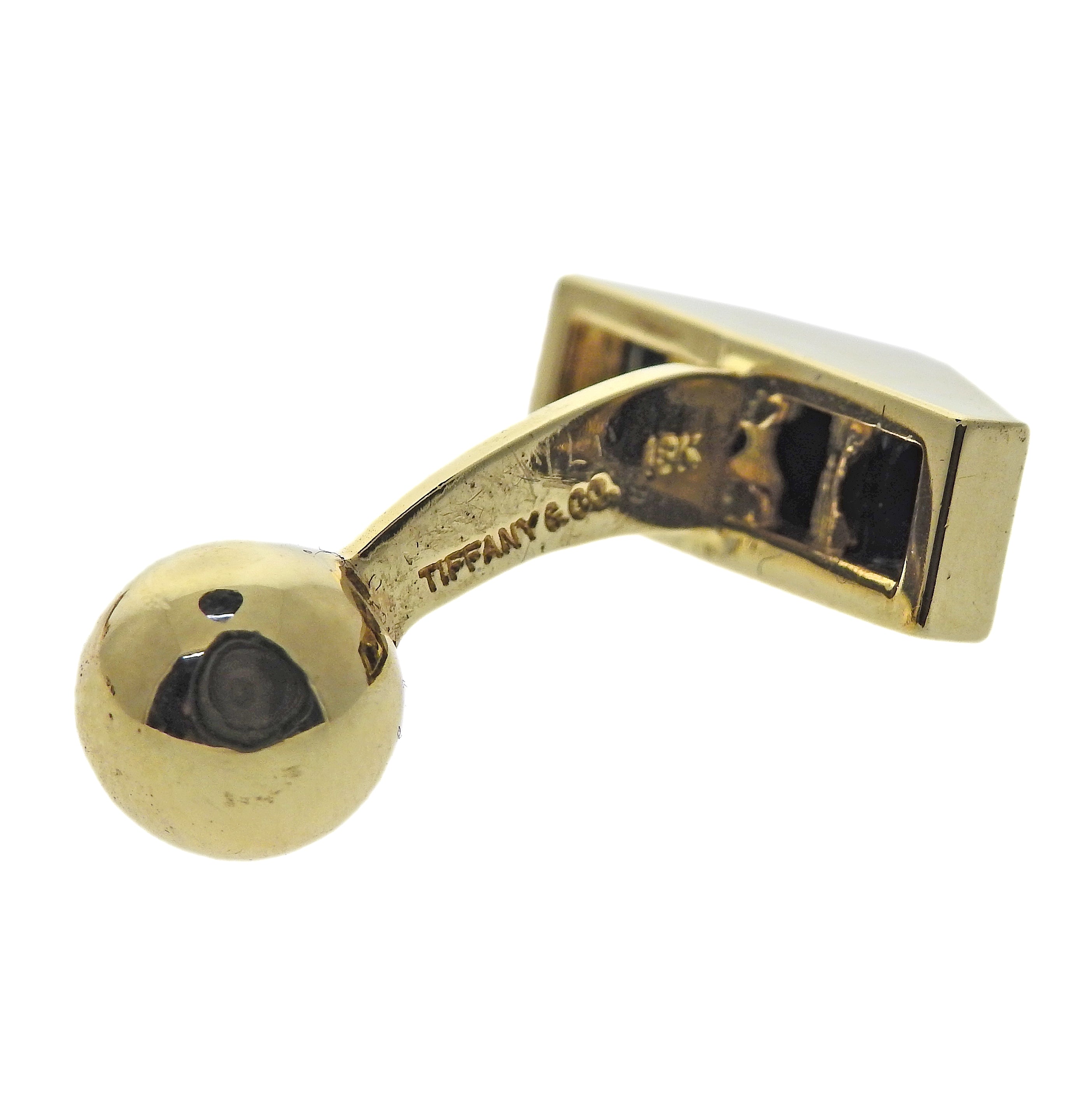 Vintage Tiffany & Co 18k Gold Onyx Cufflinks Stud Set