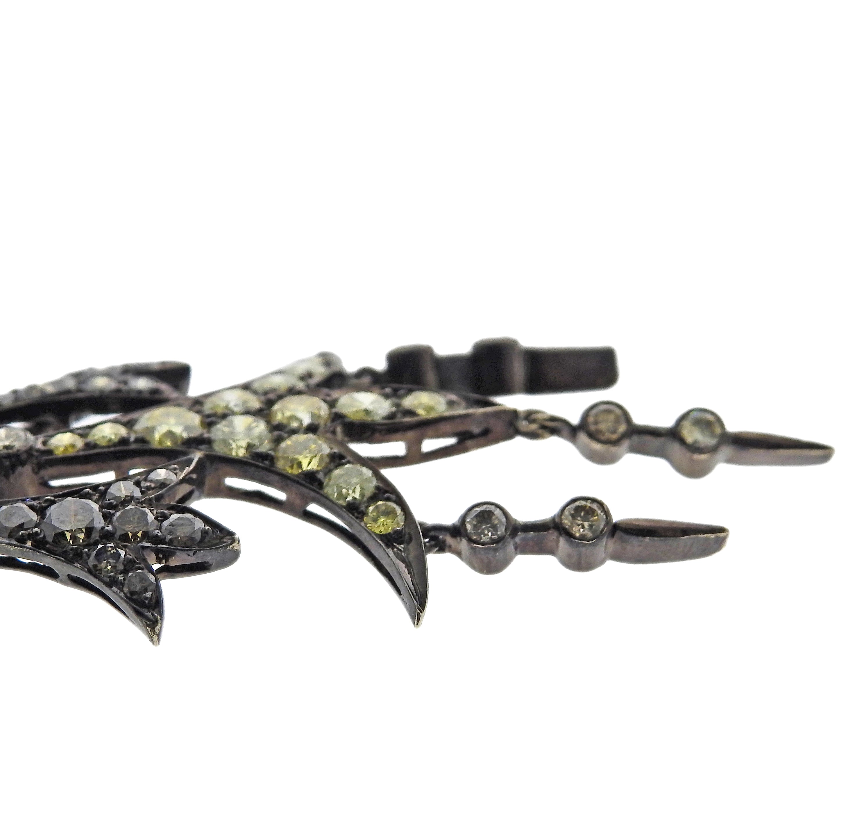 Fancy 6ctw Diamond Gold Chandelier Earrings