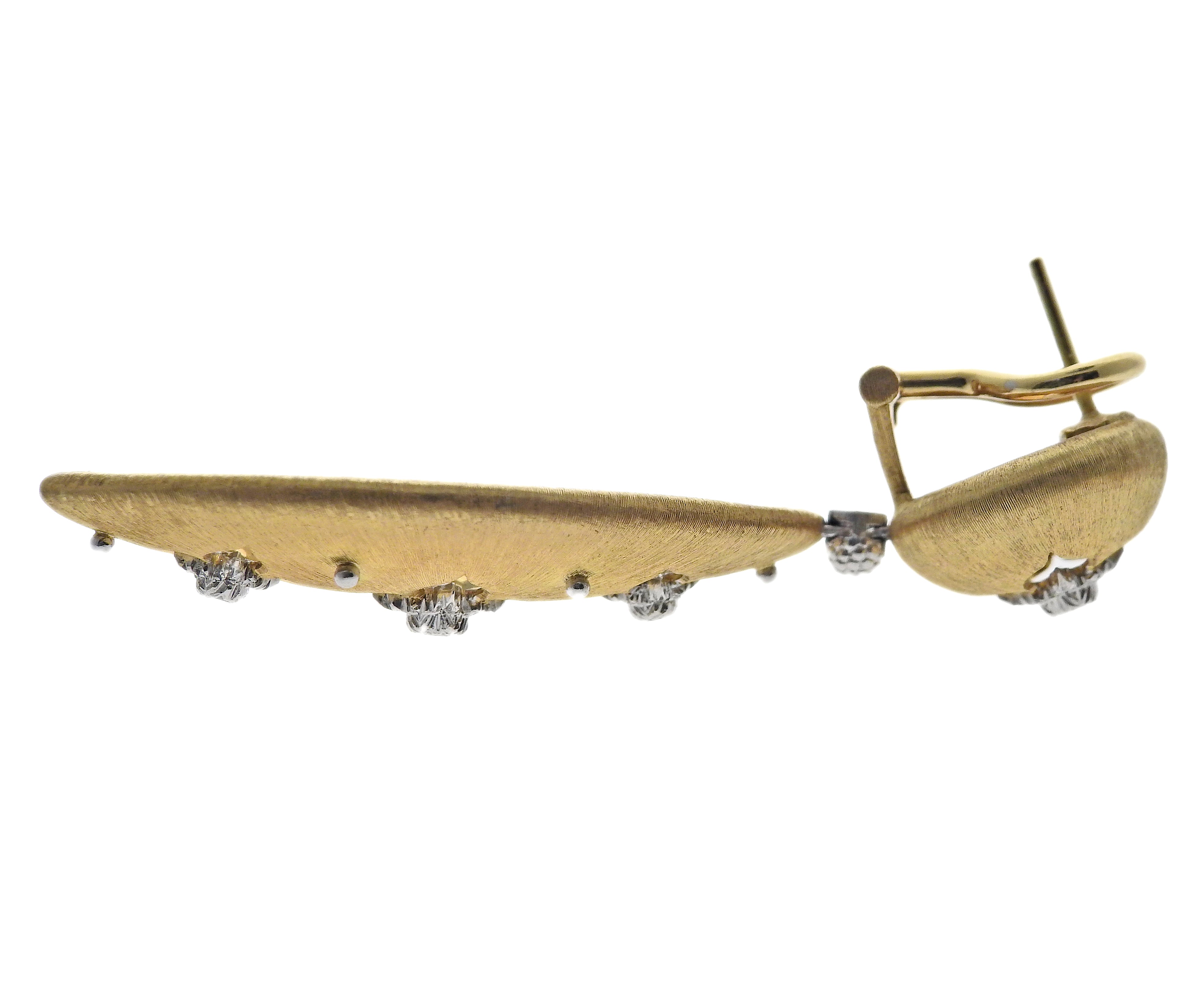 Buccellati Gold Macri Giglio Diamond Drop Earrings