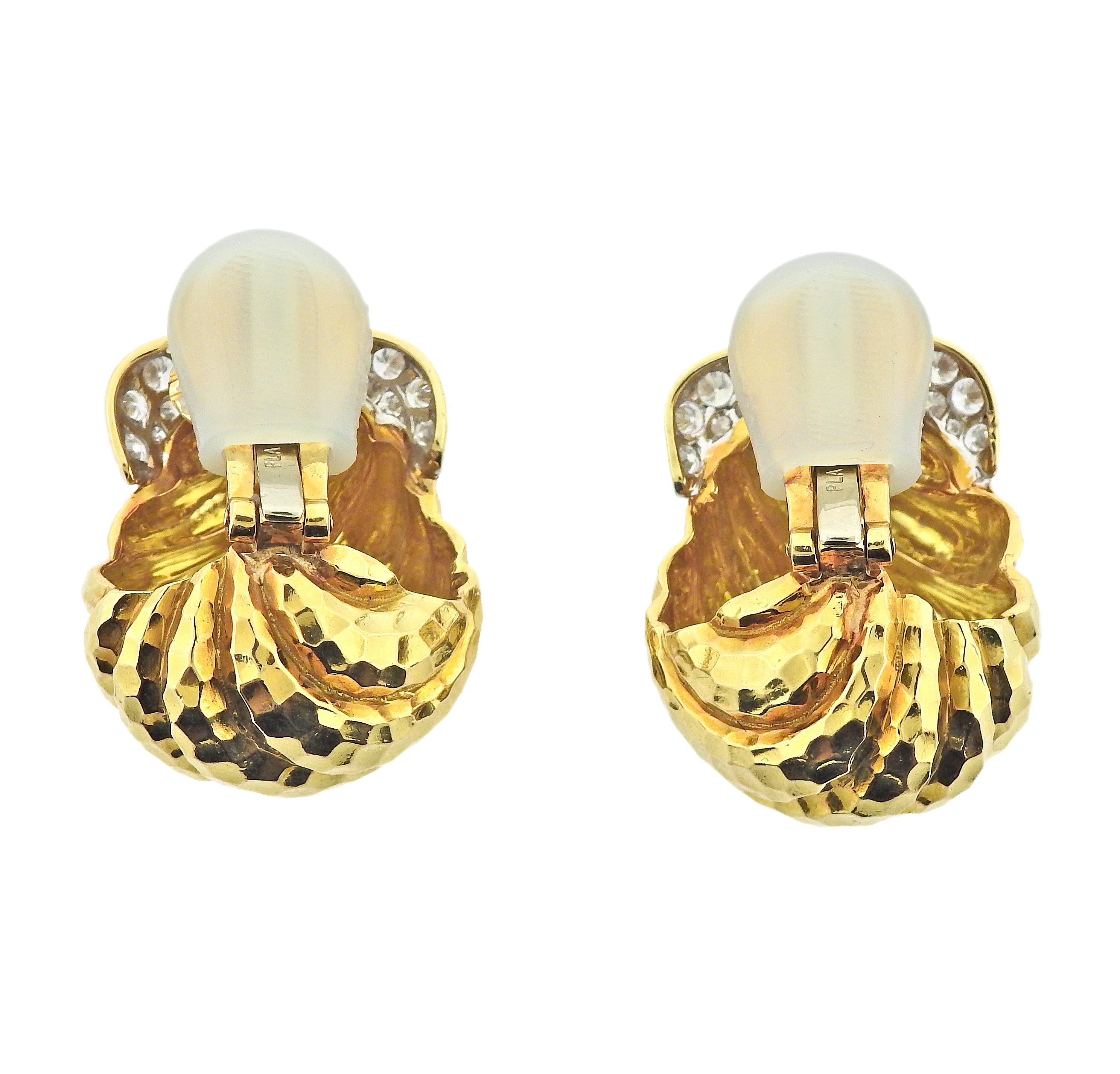 David Webb Diamond Gold Platinum Earrings