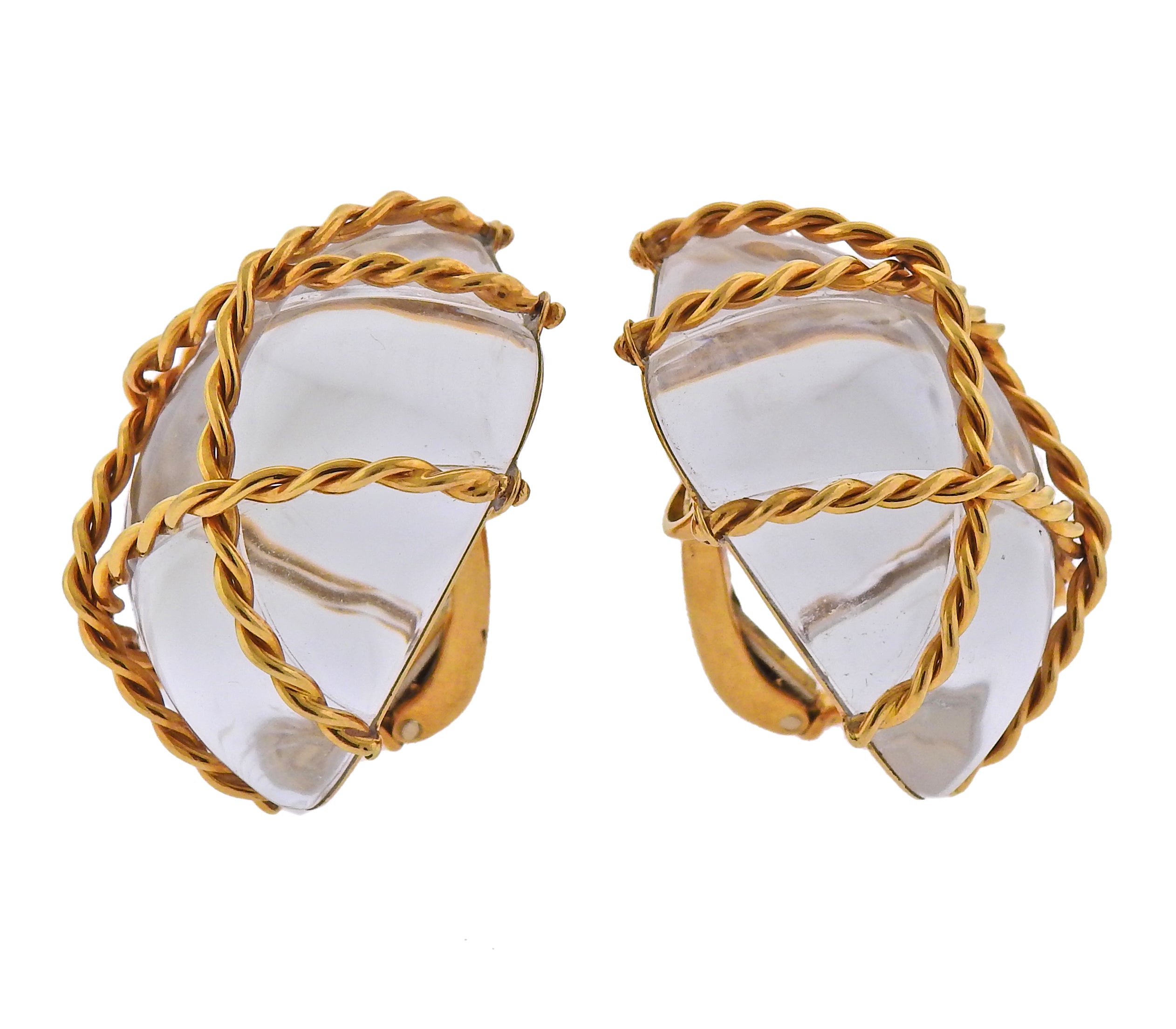 Seaman Schepps Crystal Gold Large Cage Earrings - Oak Gem