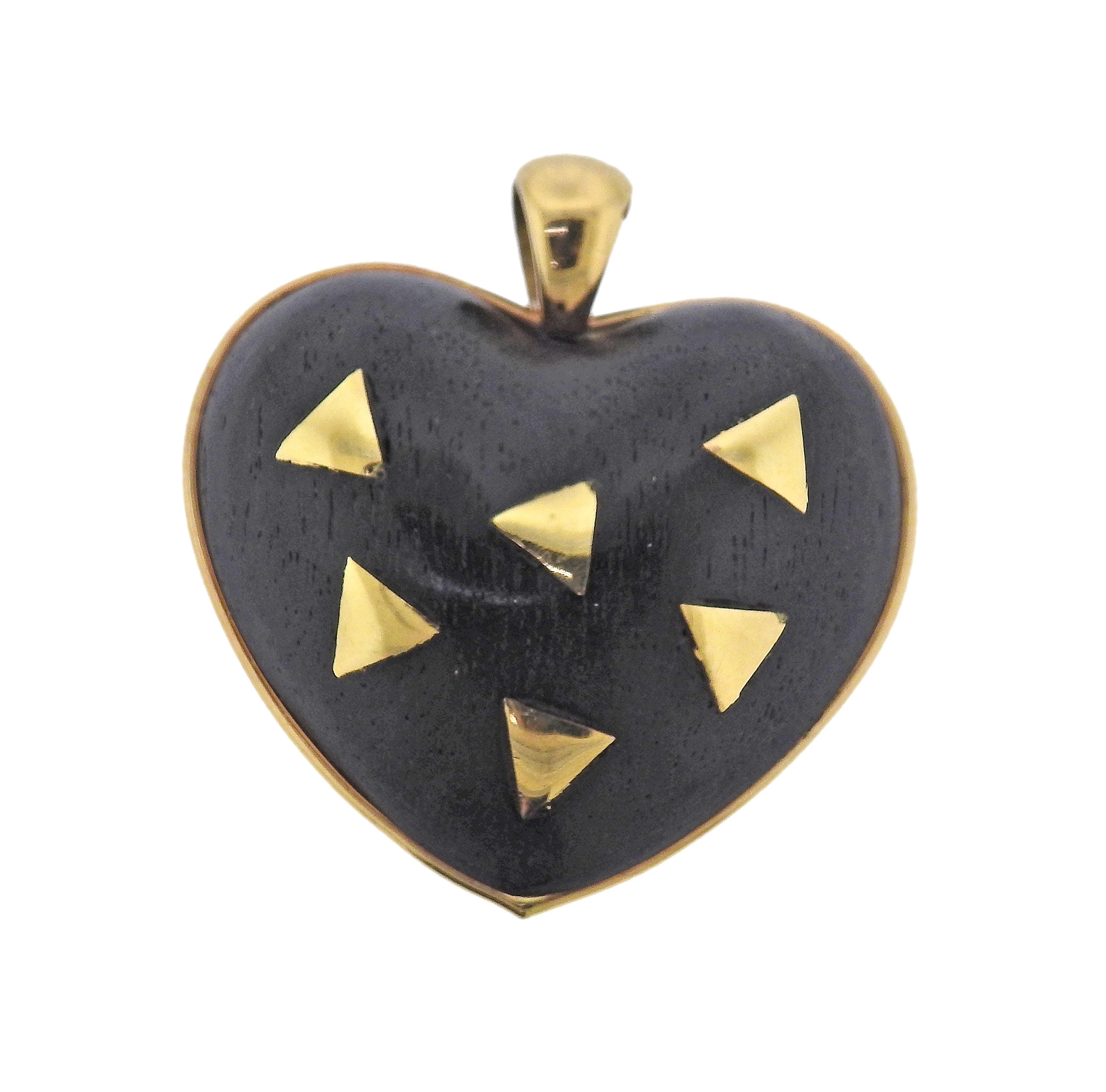 Circa 1994 Van Cleef & Arpels France Wood Heritage Gold Heart Pendant – Oak  Gem