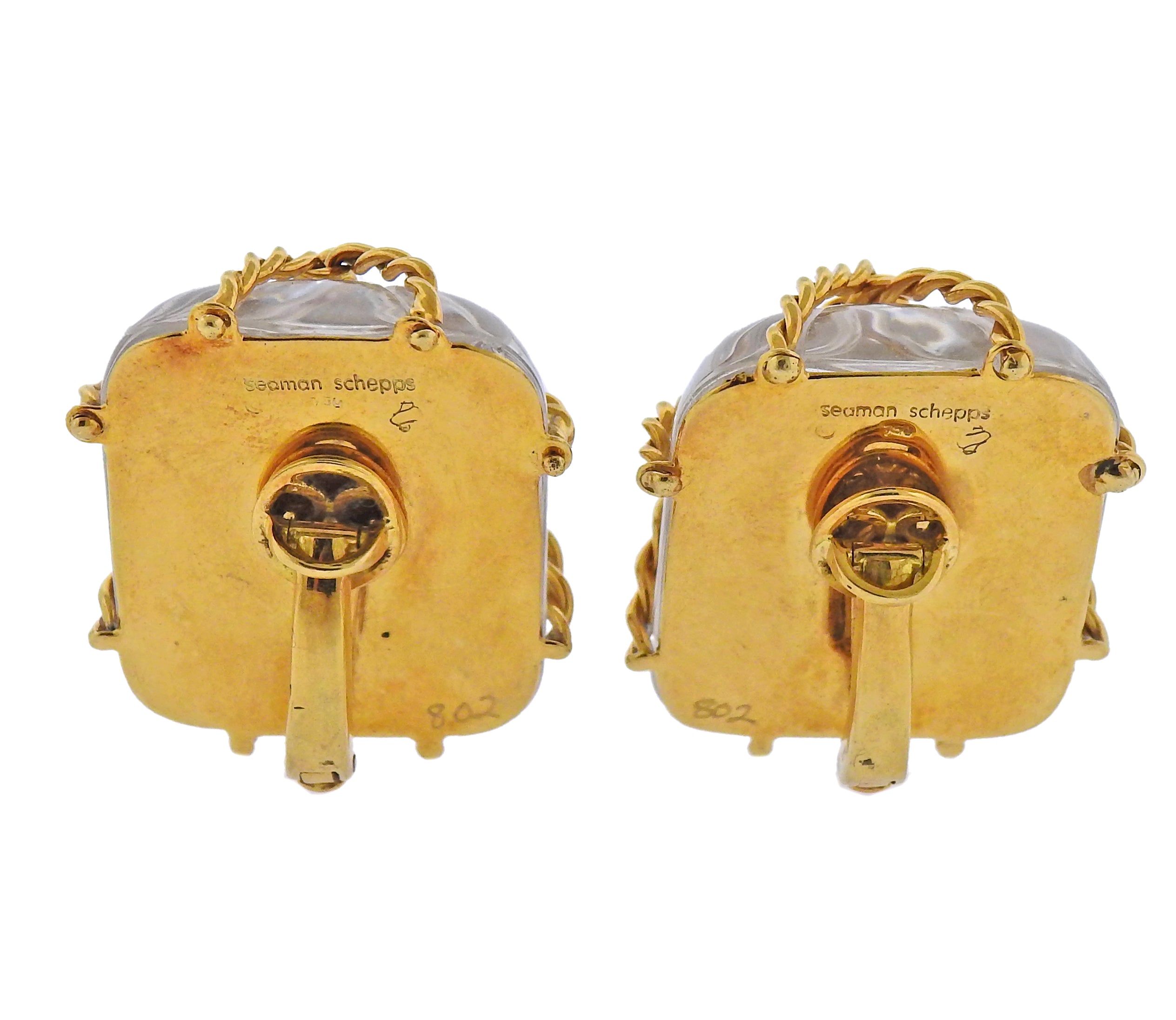 Seaman Schepps Crystal Gold Large Cage Earrings - Oak Gem