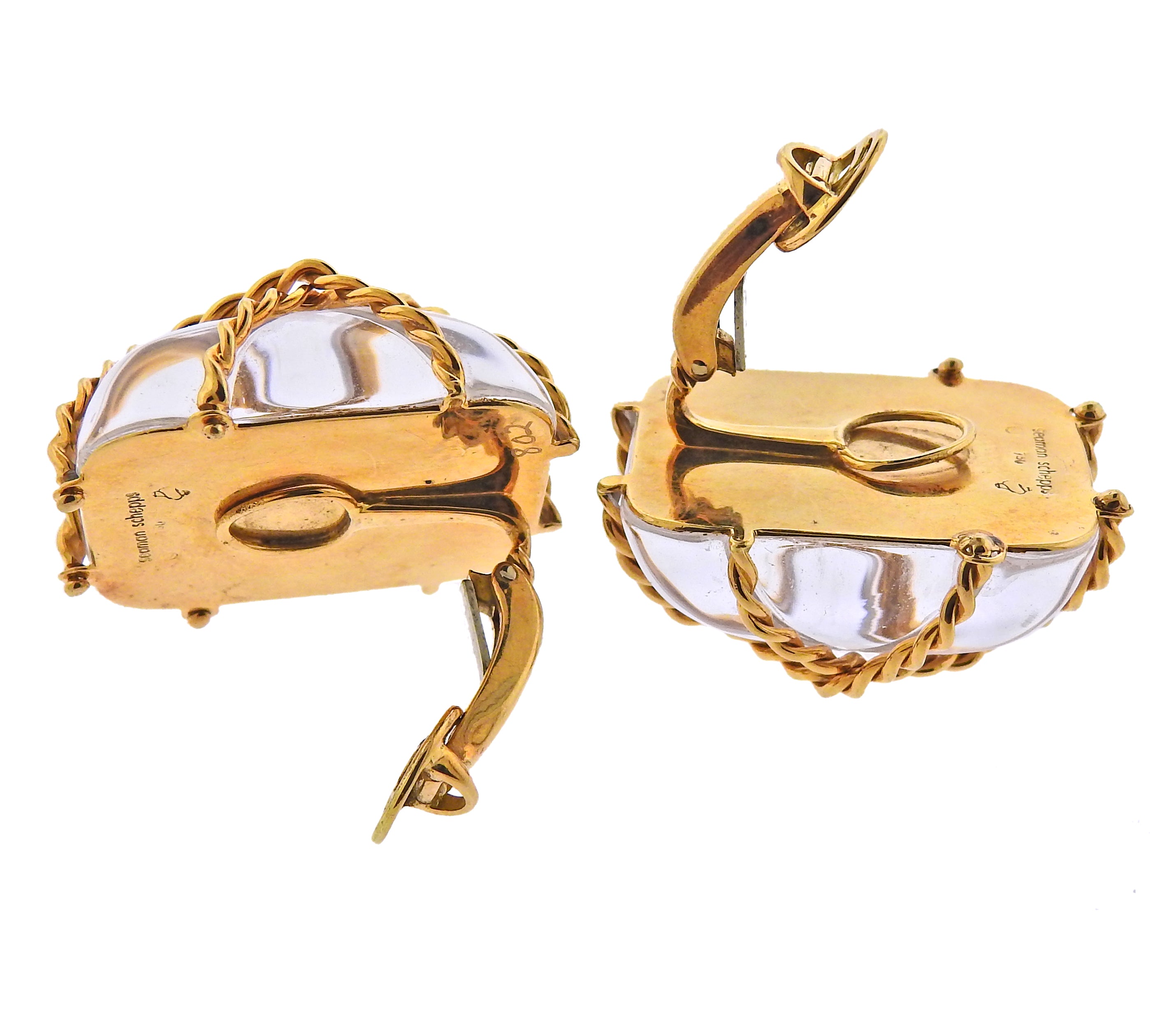 Seaman Schepps Crystal Gold Large Cage Earrings - Oak Gem