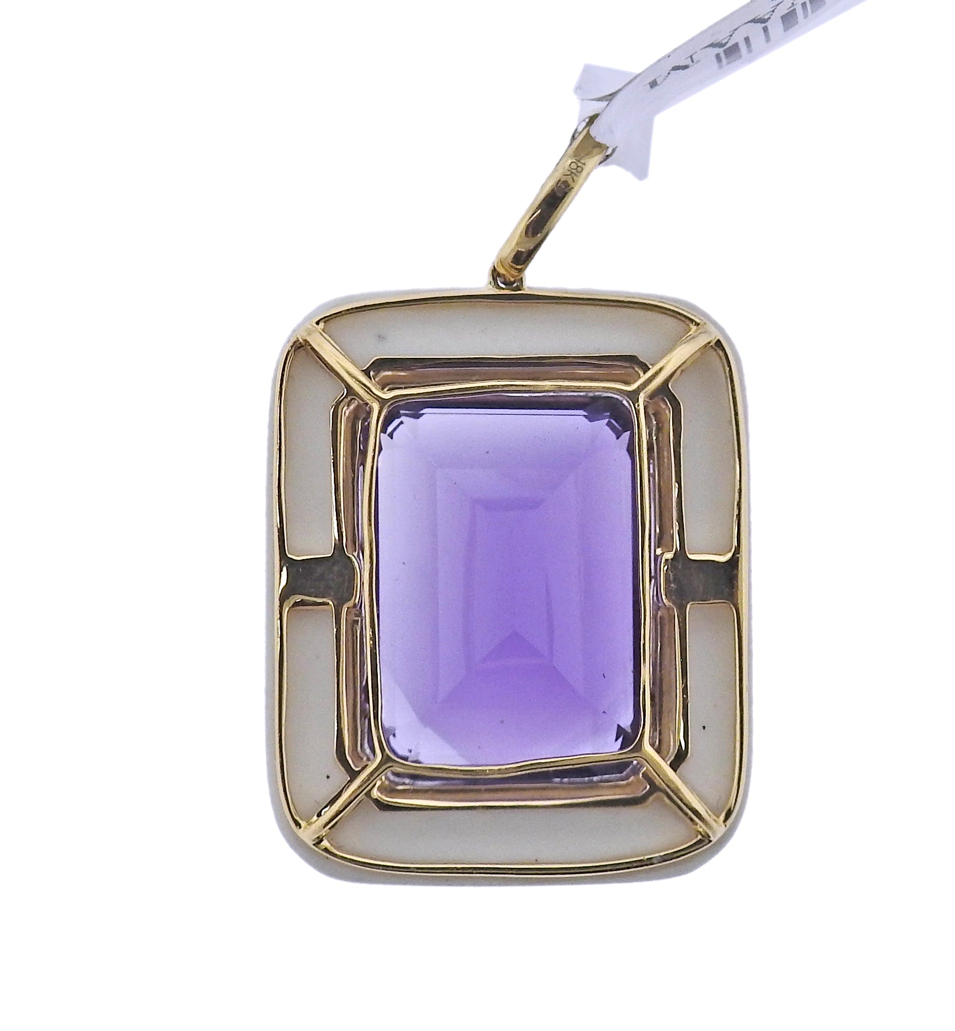 Doves Doron Paloma Diamond Gold Amethyst Agate Pendant