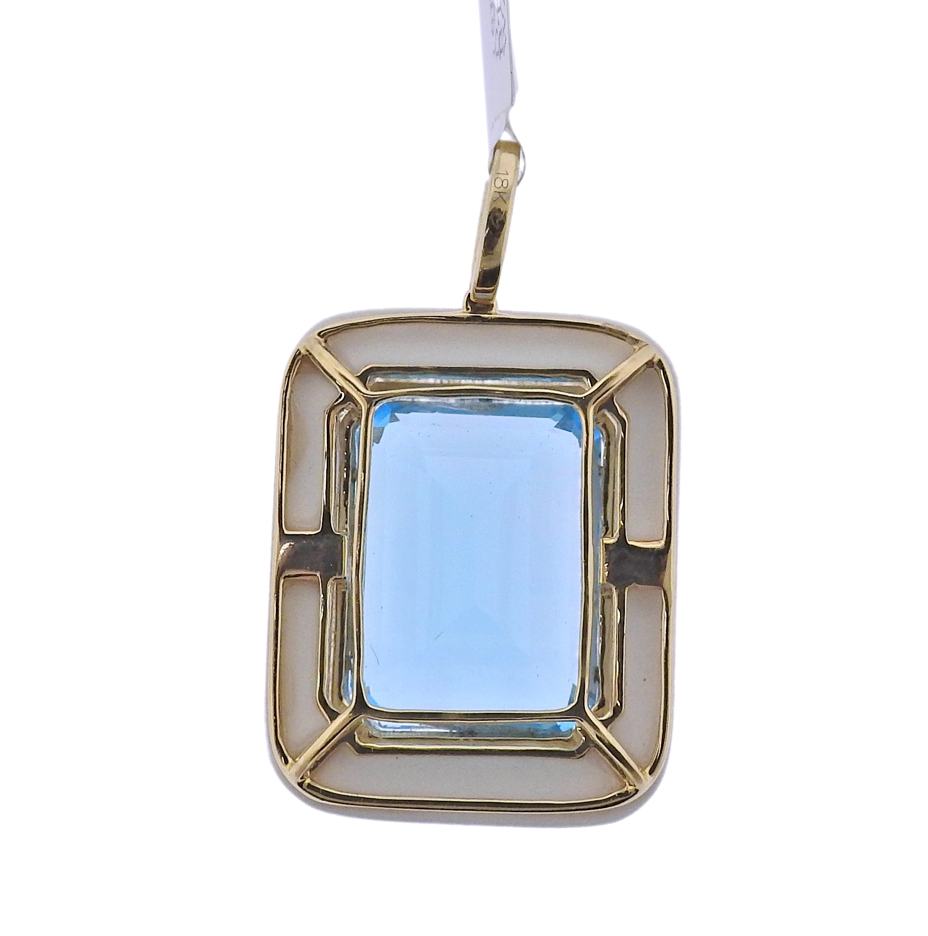 Doves Doron Paloma Diamond Gold Blue Topaz Agate Pendant