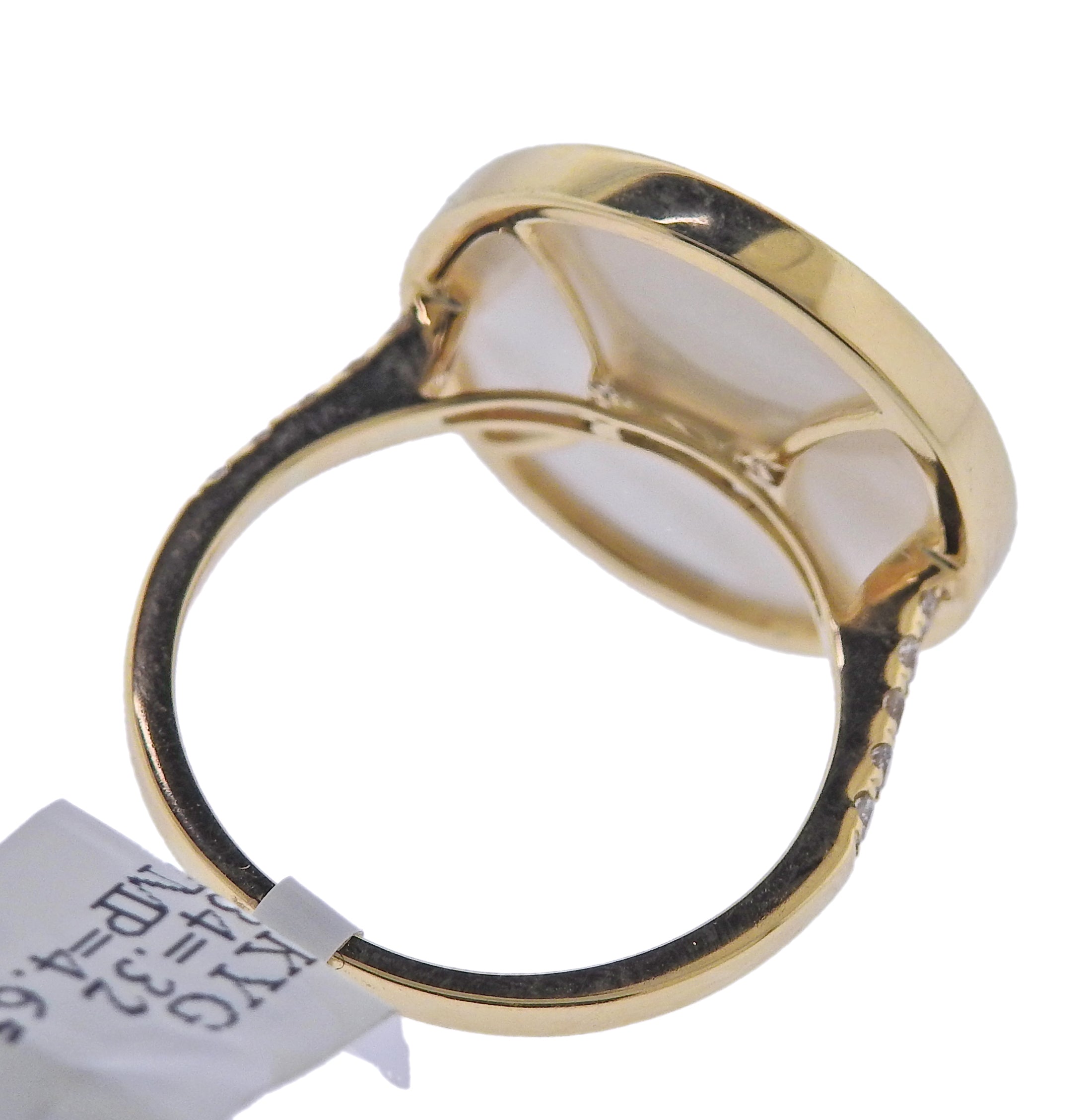 Doves Doron Paloma Gemini Zodiac Diamond Gold Mother of Pearl Ring