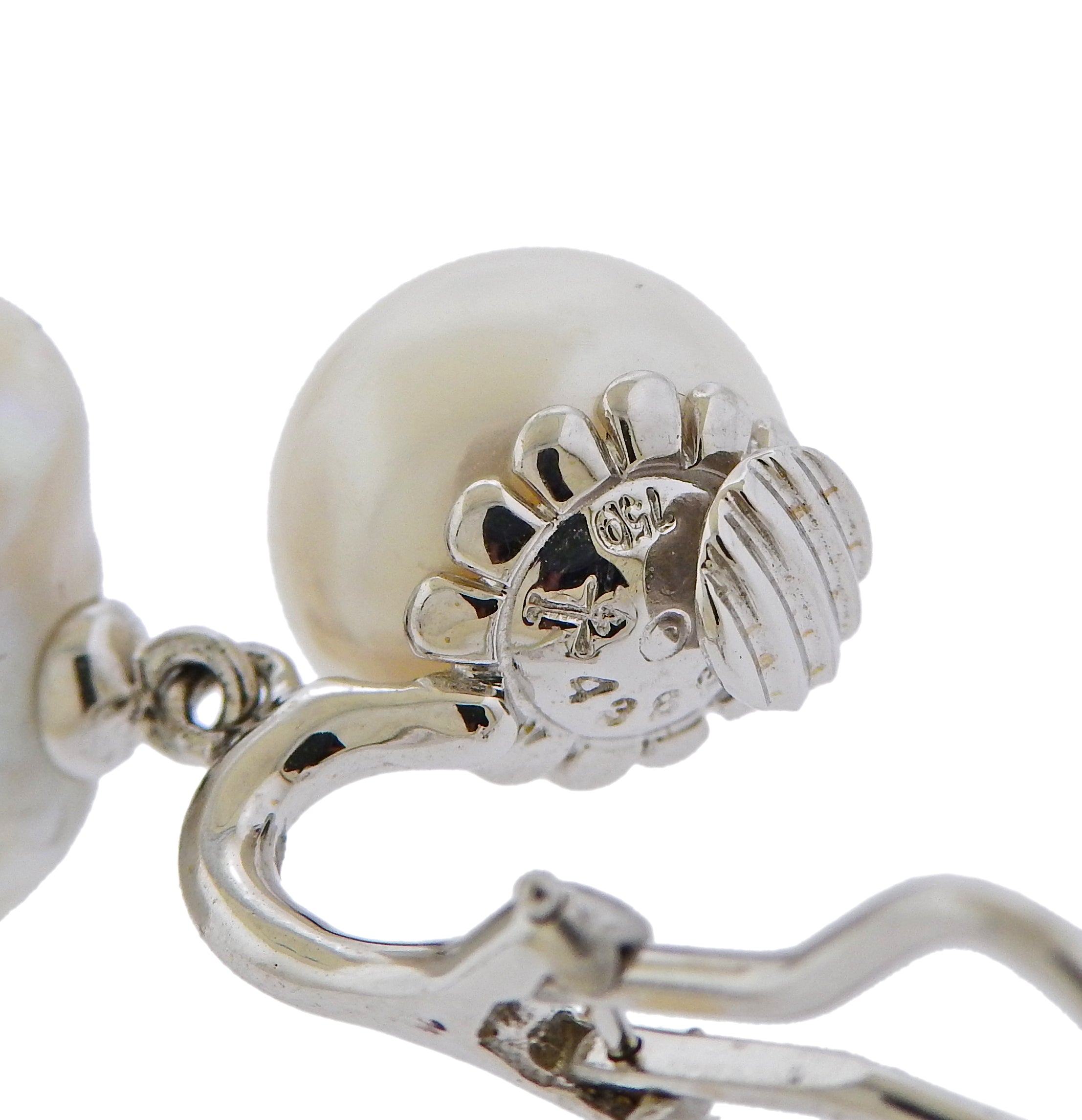 Trianon Lisbon Baroque Pearl Topaz Gold Drop Earrings - Oak Gem