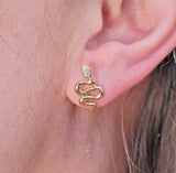 Doves Doron Paloma Diamond Gold Serpent Snake Earrings