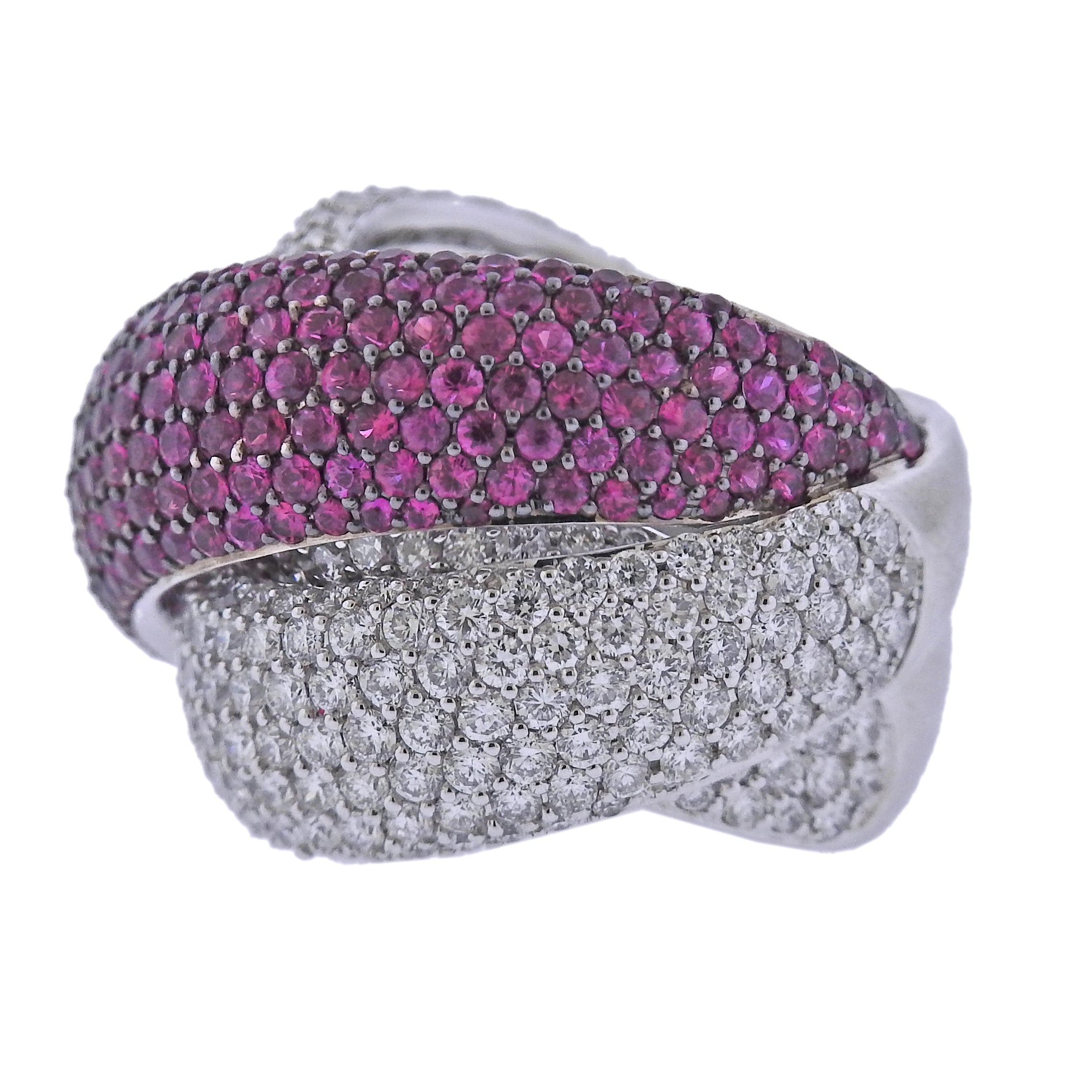 Bucherer Gold Diamond Ruby Crossover Ring