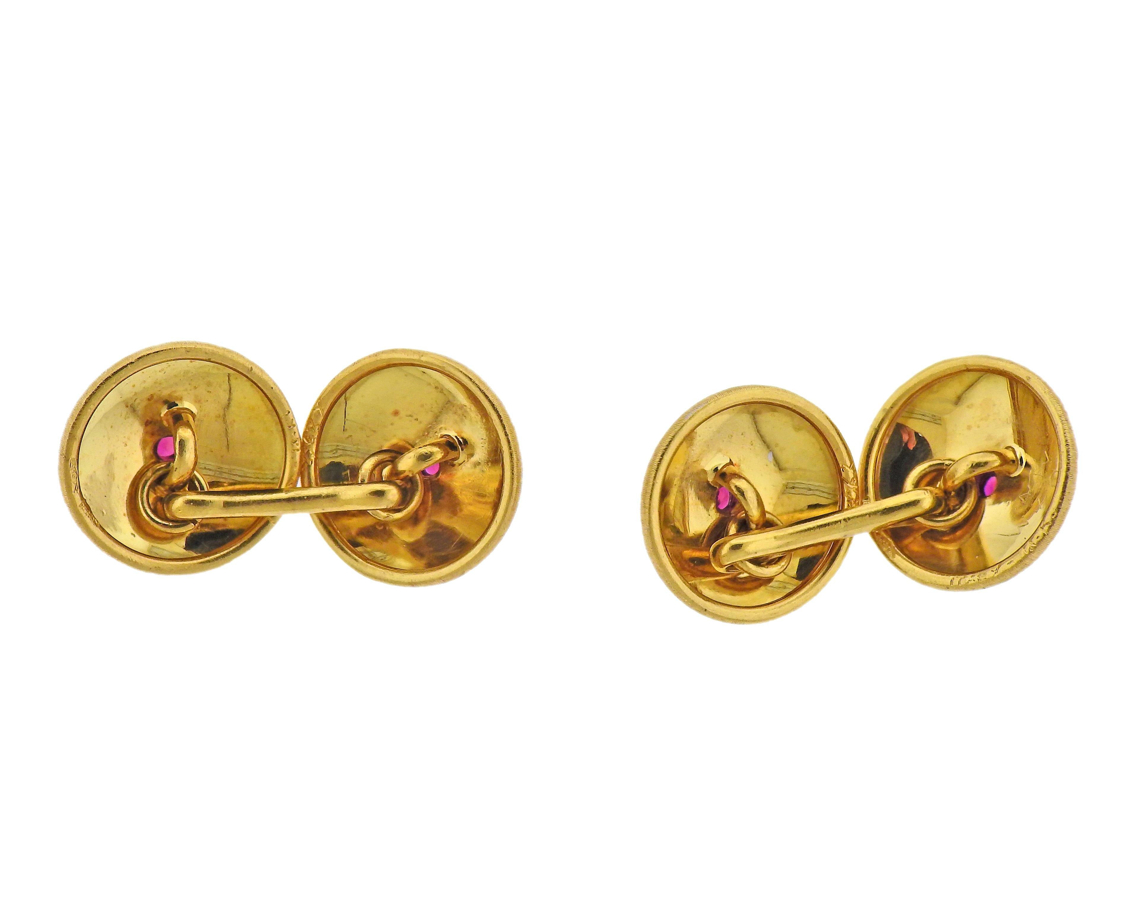 Buccellati Gold Ruby Cufflinks - Oak Gem