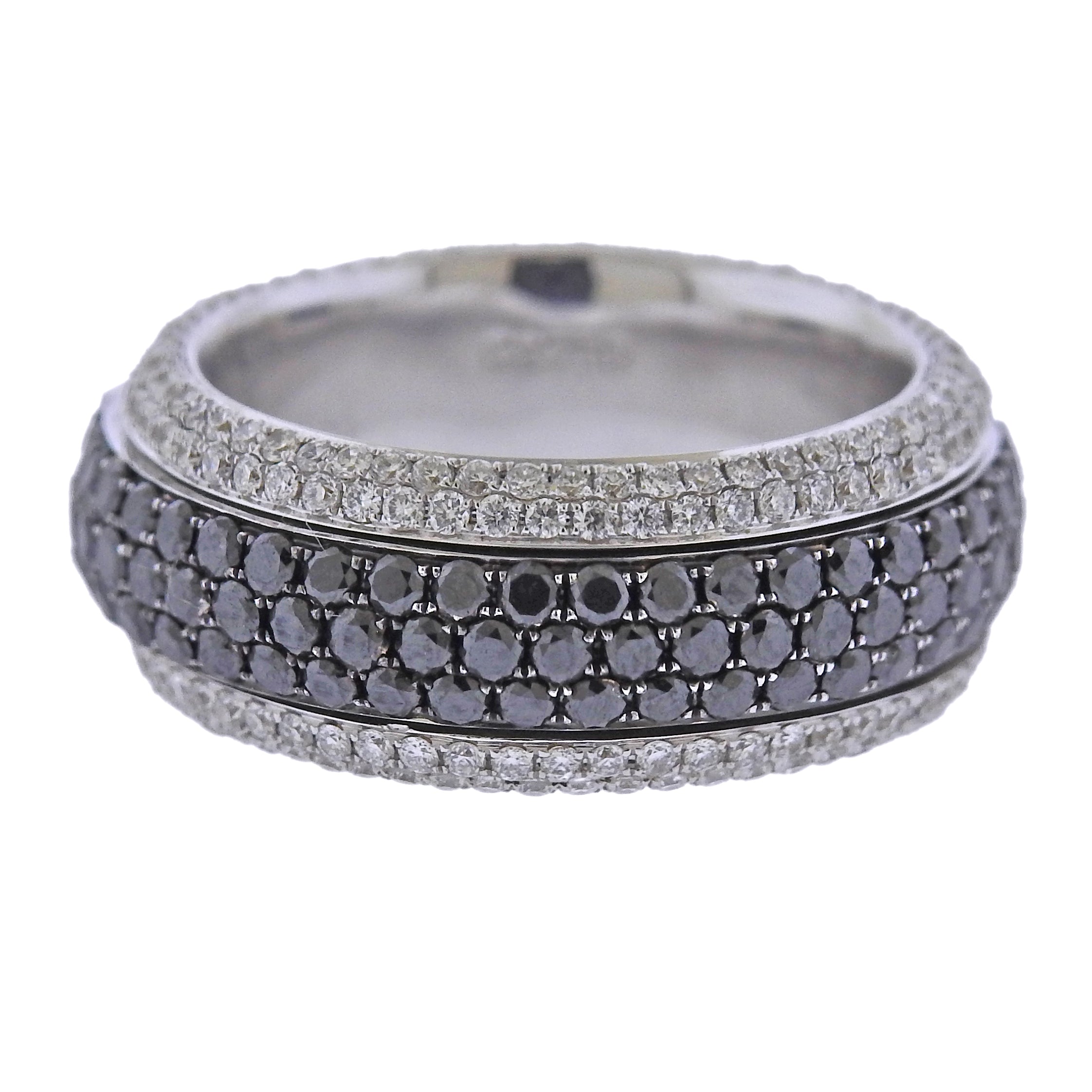 Bucherer Gold Black Diamond Rotating Band Ring