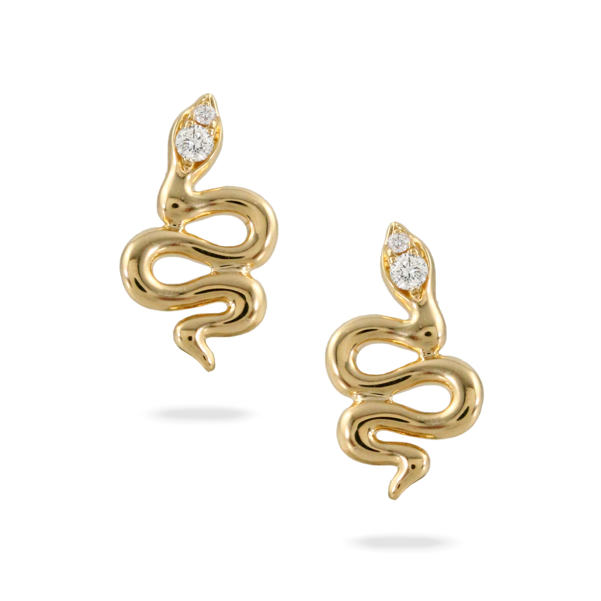 Doves Doron Paloma Diamond Gold Serpent Snake Earrings