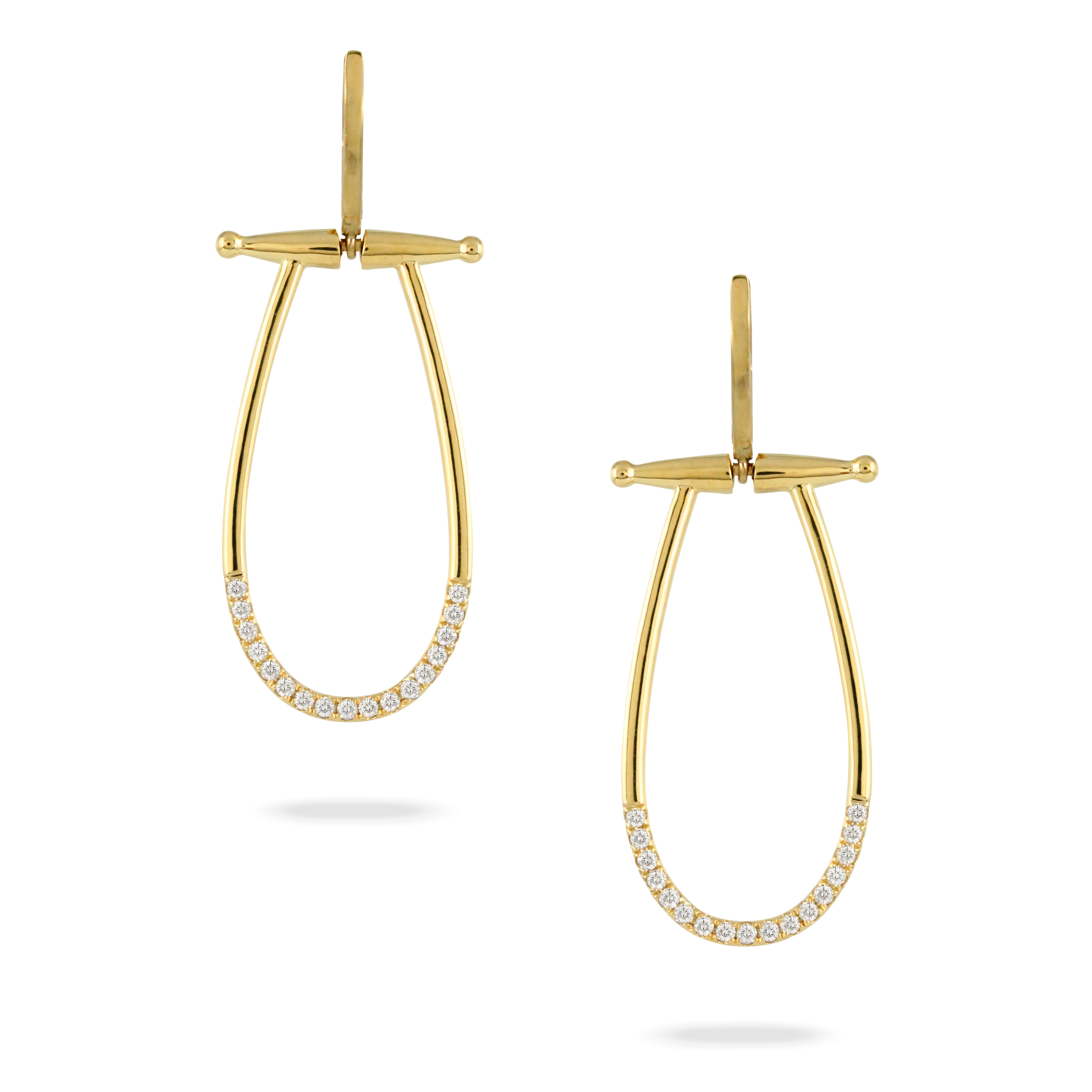 Doves Doron Paloma Diamond Gold Horse Bit Earrings