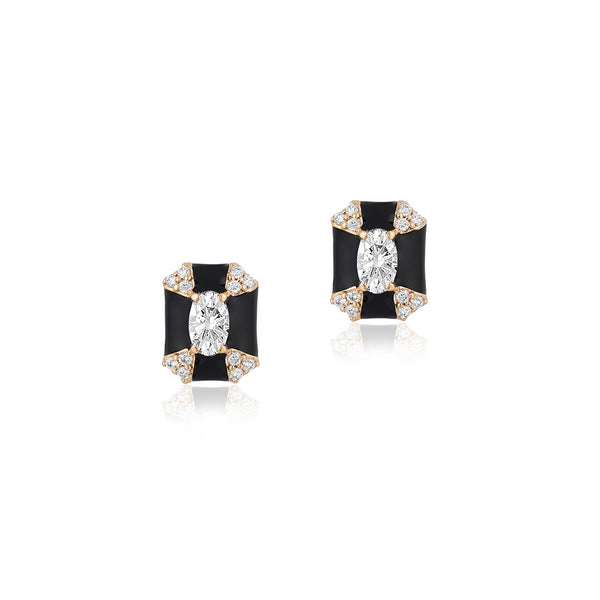 Goshwara Queen Octagon Enamel Diamond Stud Earrings