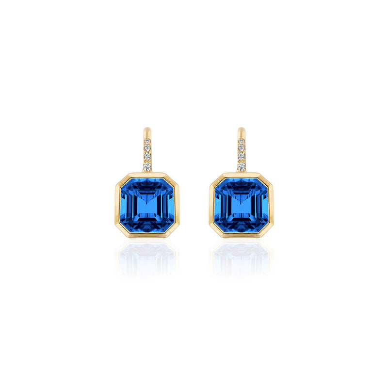 Goshwara Gossip London Blue Topaz Diamond Gold Earrings