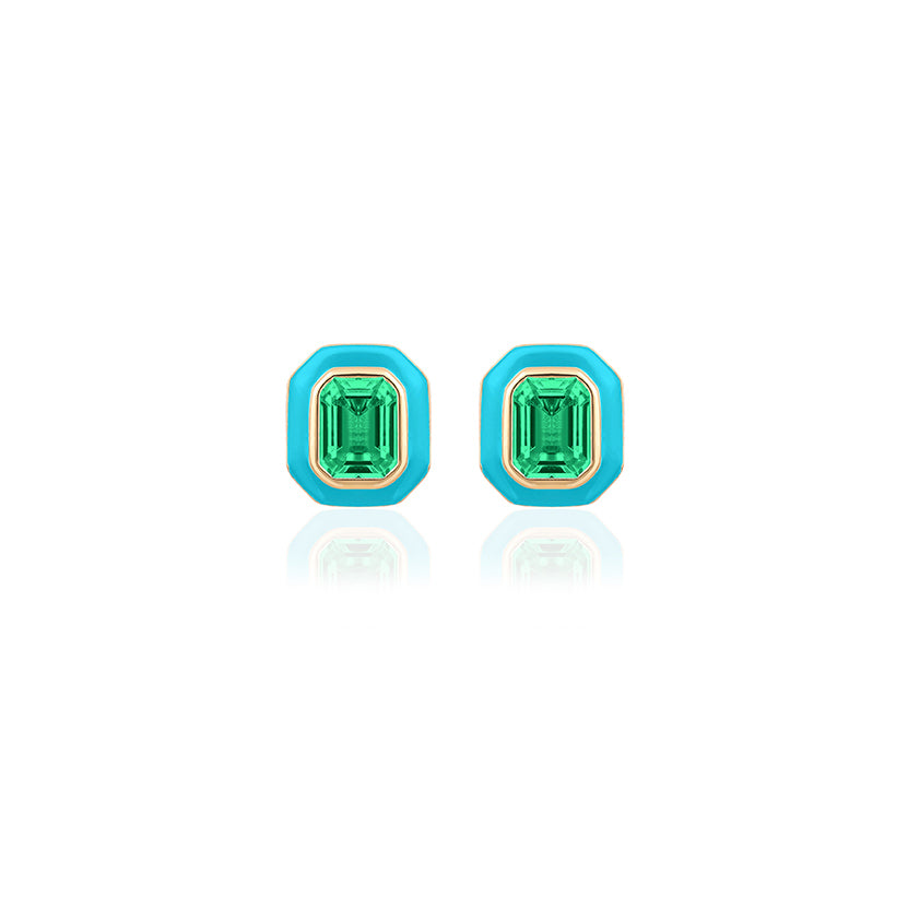 Goshwara Queen Emerald Enamel Gold Earrings
