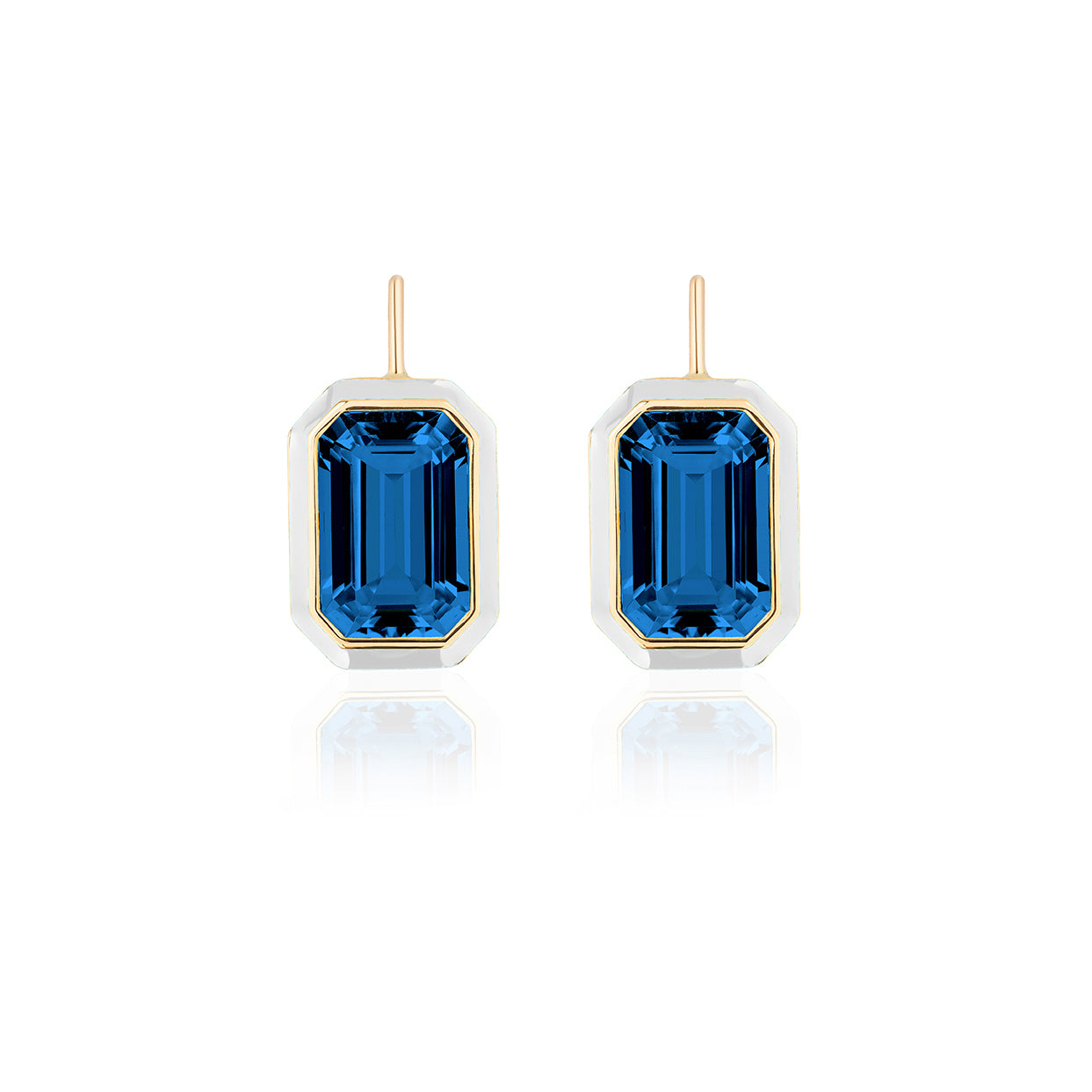 Goshwara Queen London Blue Topaz Enamel Gold Earrings