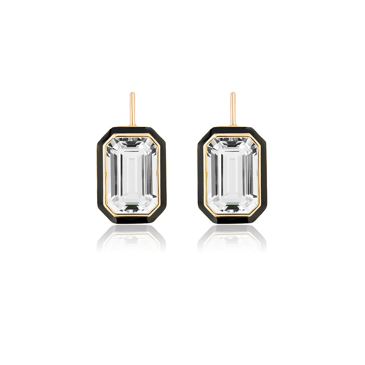 Goshwara Queen Rock Crystal Enamel Gold Earrings