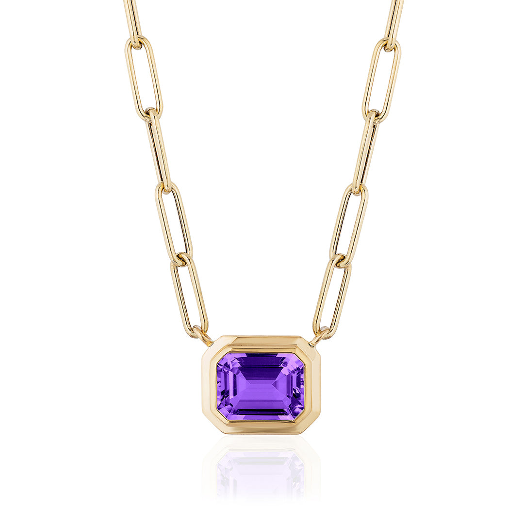 Goshwara Manhattan Amethyst Gold Link Necklace
